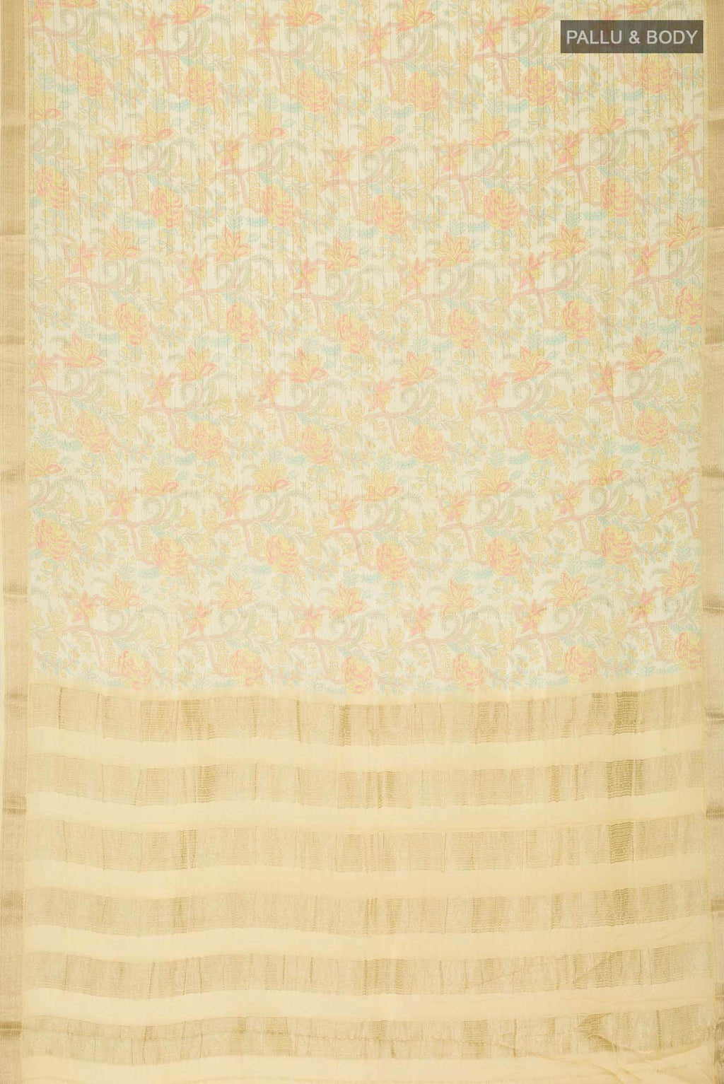 Yellow Mysore Crepe Saree