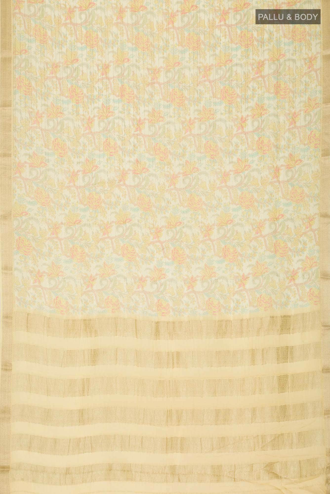 Yellow Mysore Crepe Saree