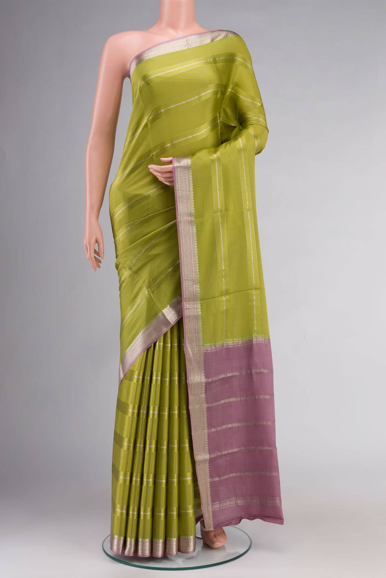 Green Mysore Crepe Saree