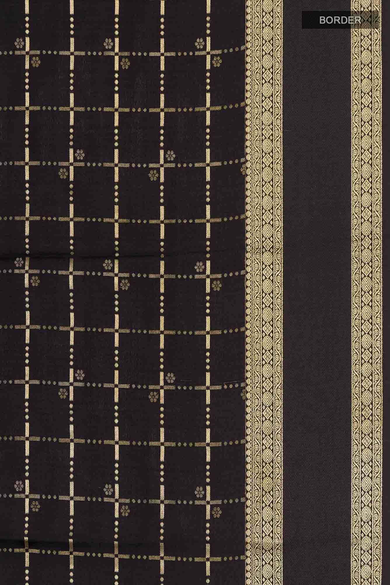 Black Mysore Crepe Saree