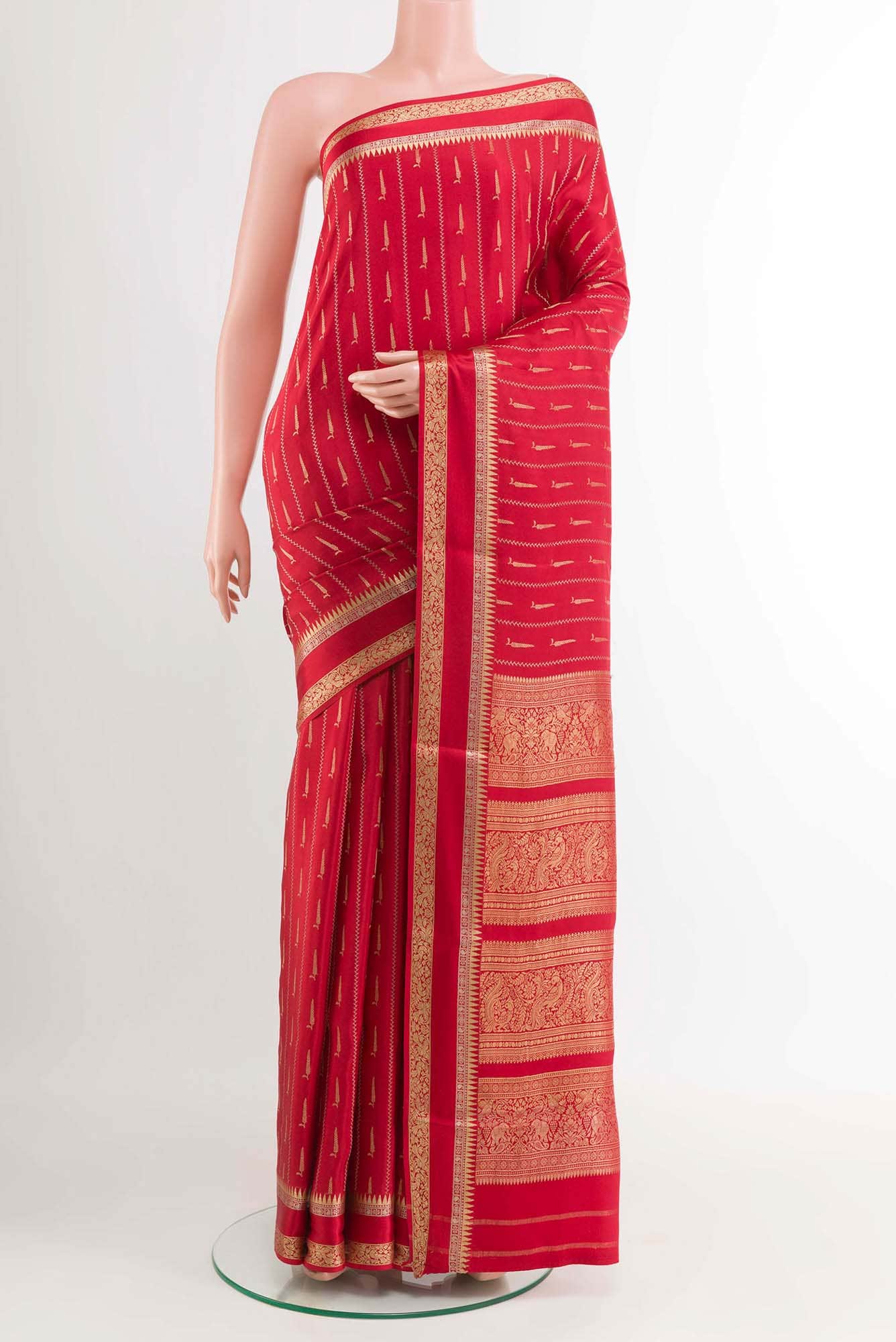 Red Crepe Saree