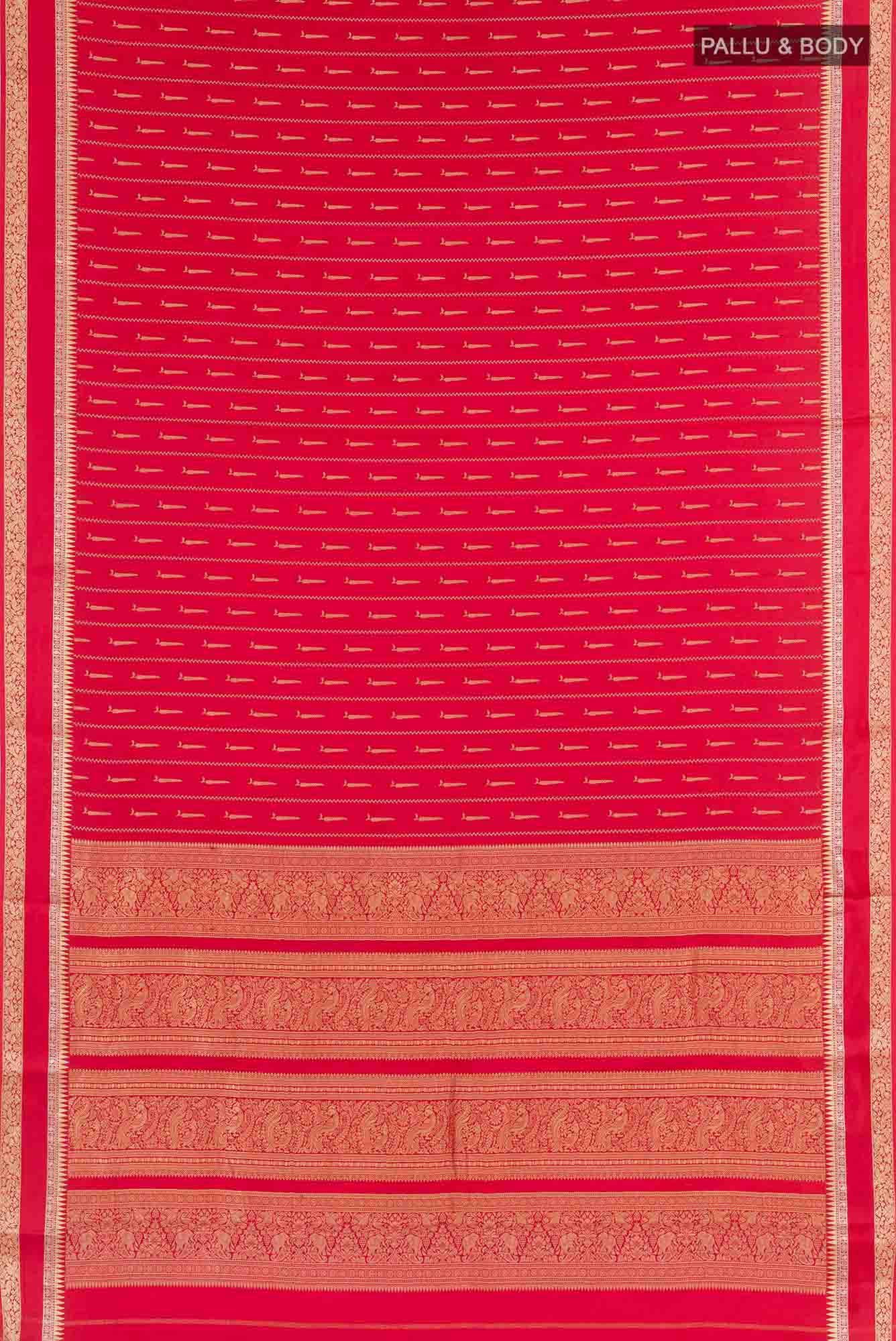 Red Crepe Saree
