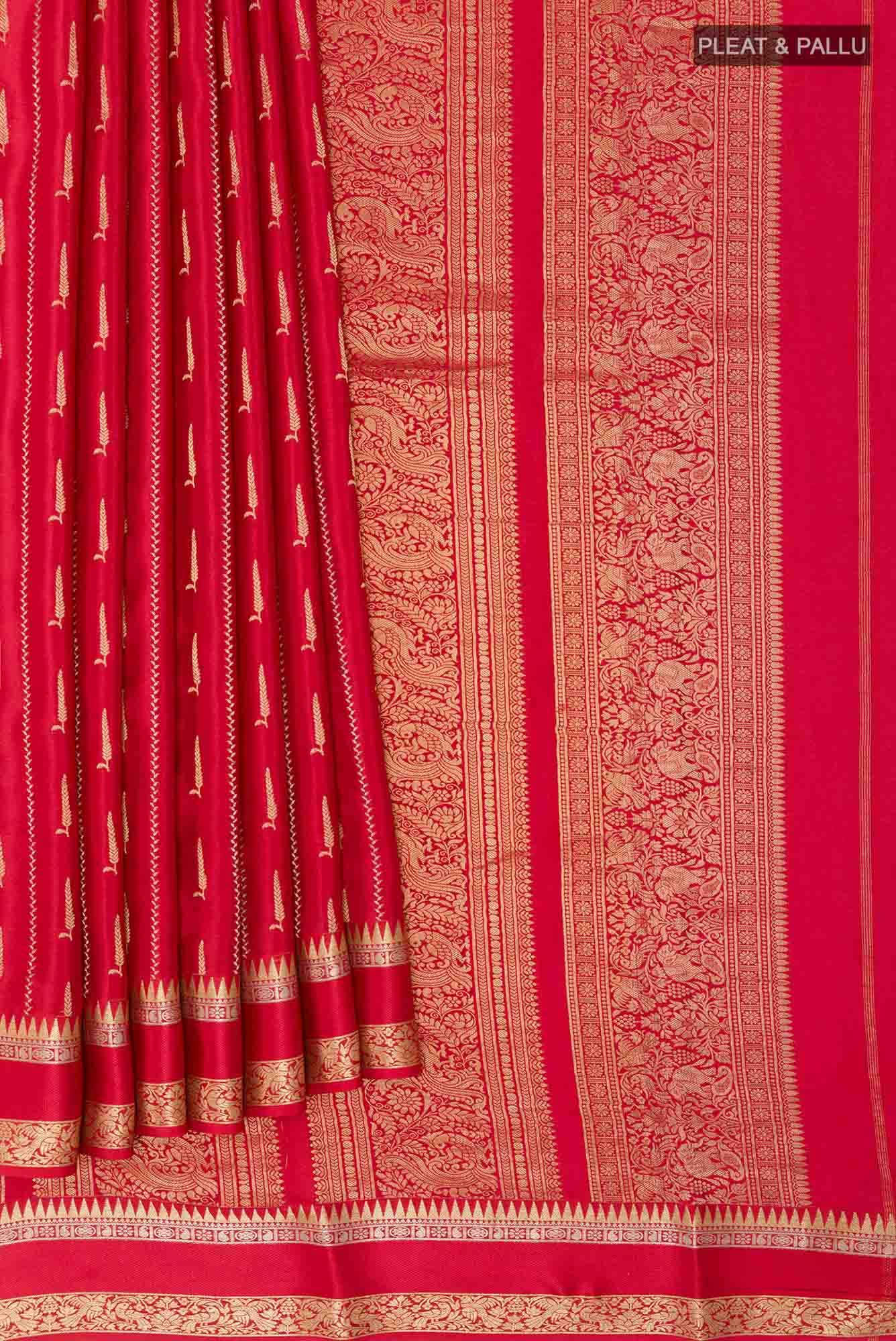 Red Crepe Saree