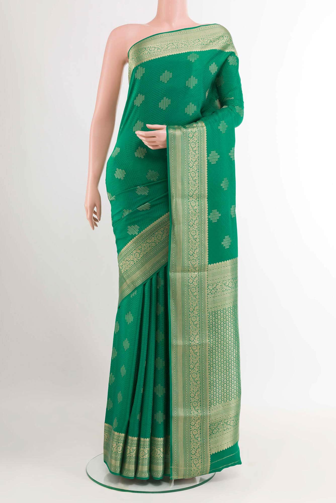Green Crepe Saree