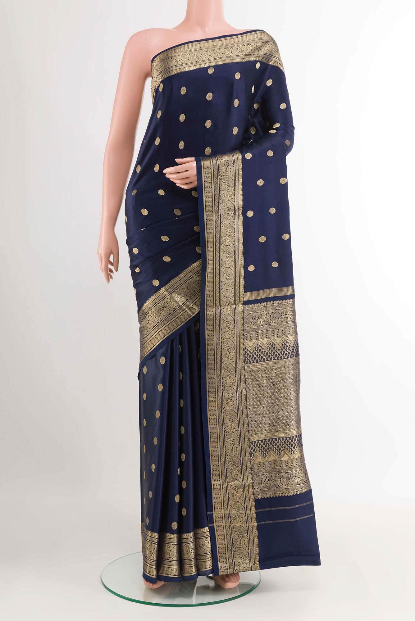 Navy Blue Crepe Saree
