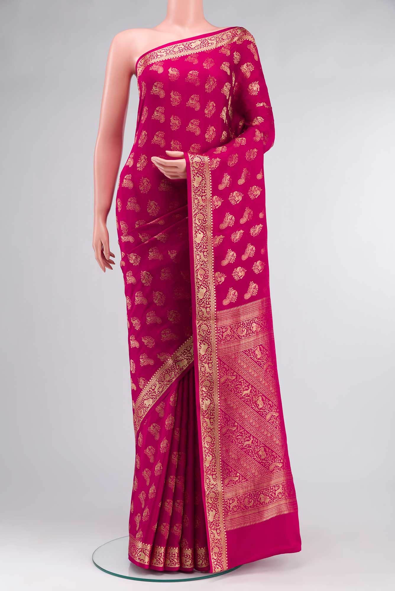 Pink Mysore Crepe Saree
