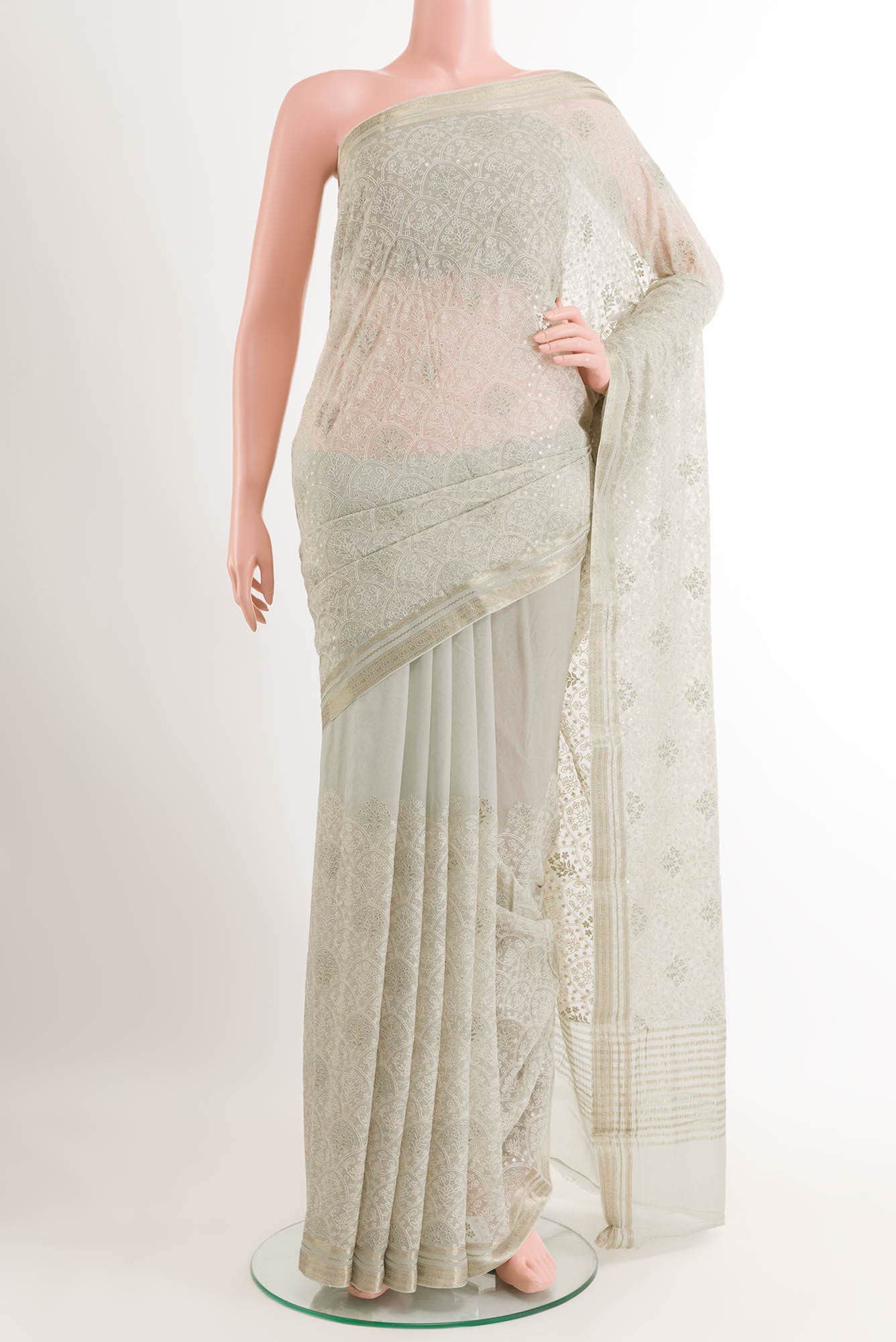 Grey Chiffon Saree