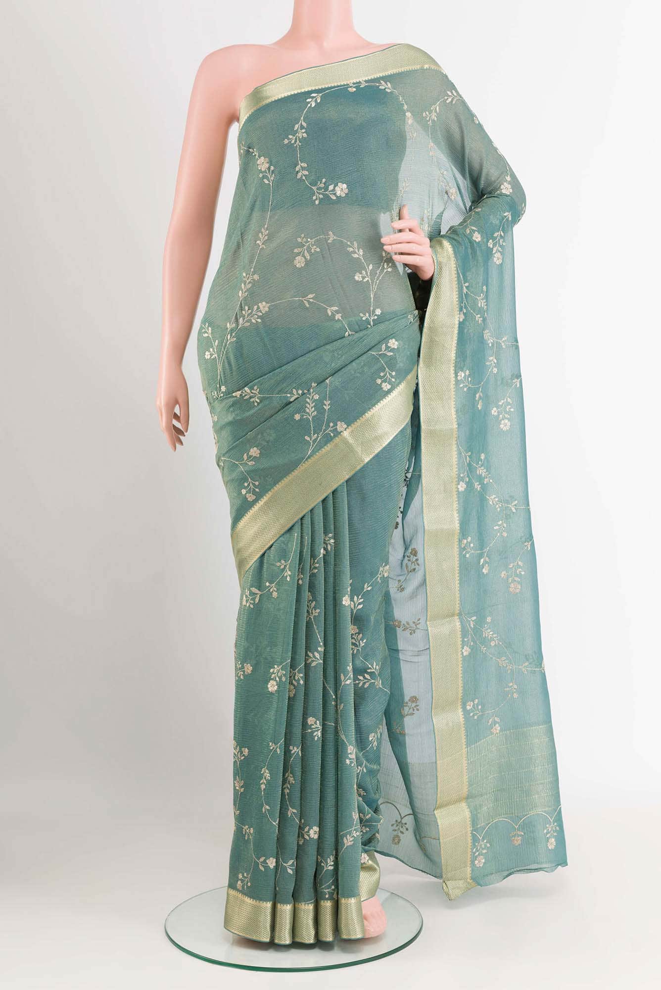 Blue Chiffon Saree