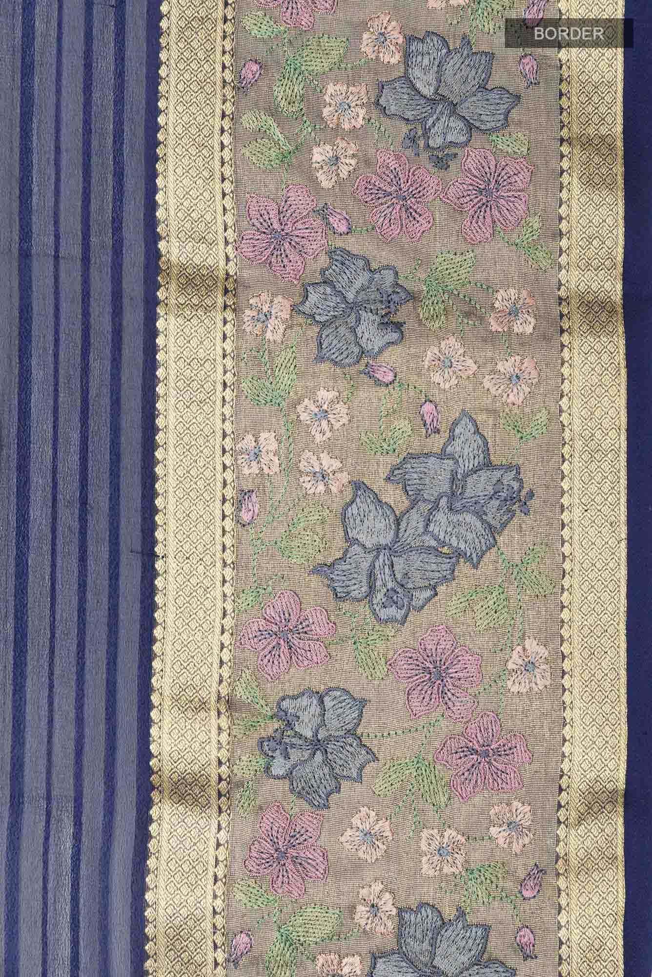 Dark Blue Chiffon Saree