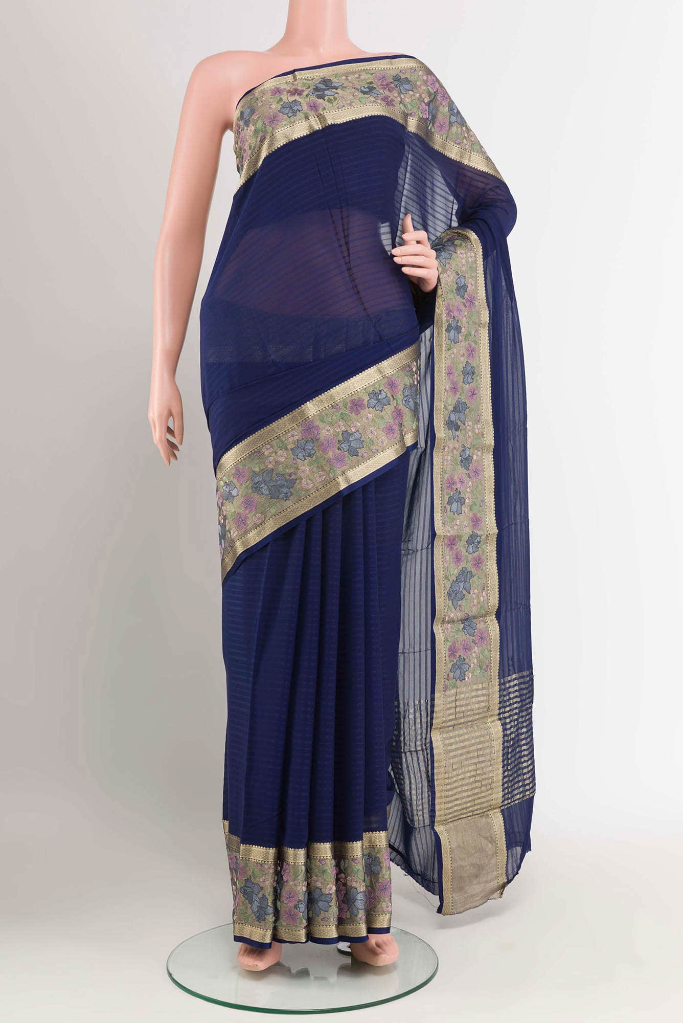 Dark Blue Chiffon Saree