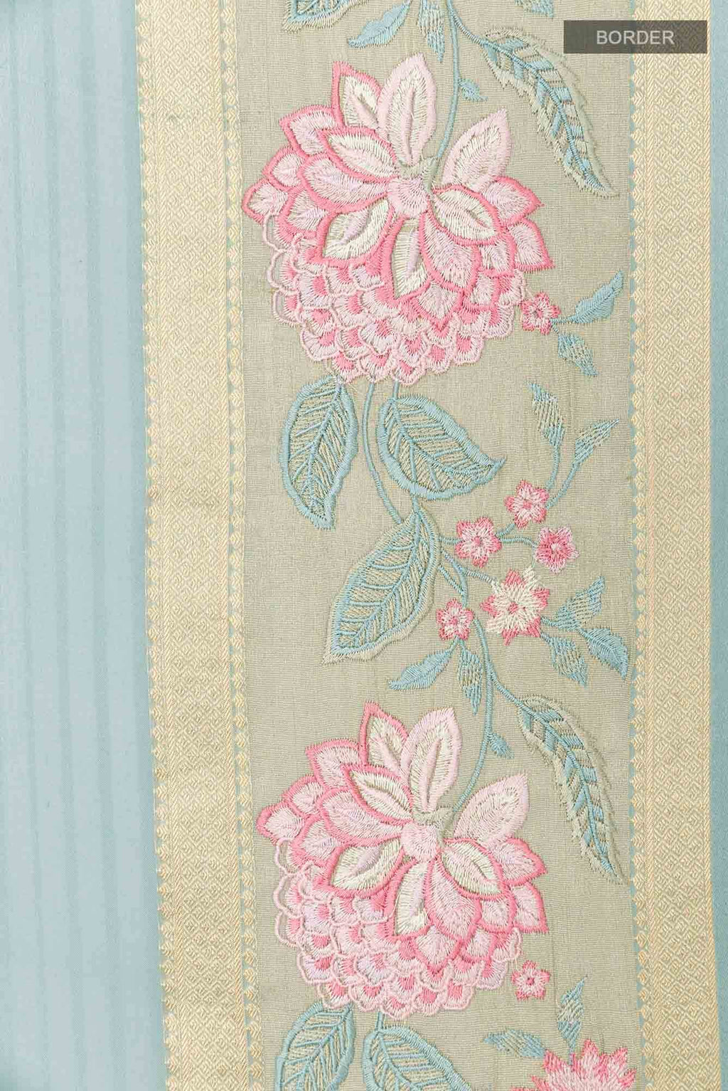 Blue Mysore Georgette Saree