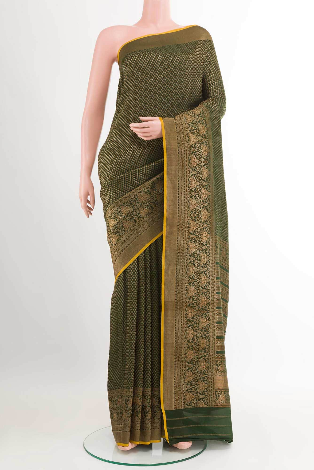 Green Crepe Saree