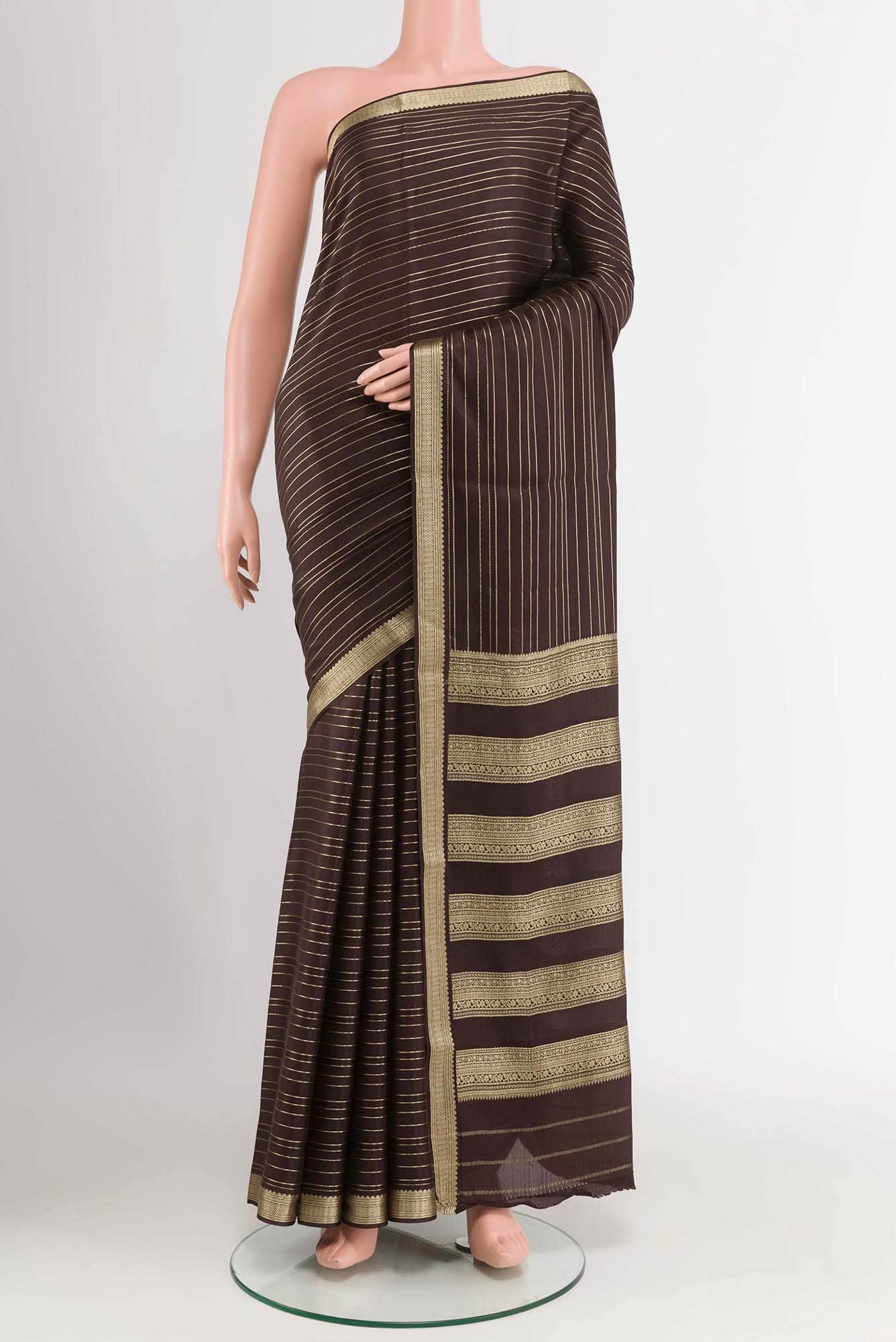 Brown Crepe Saree