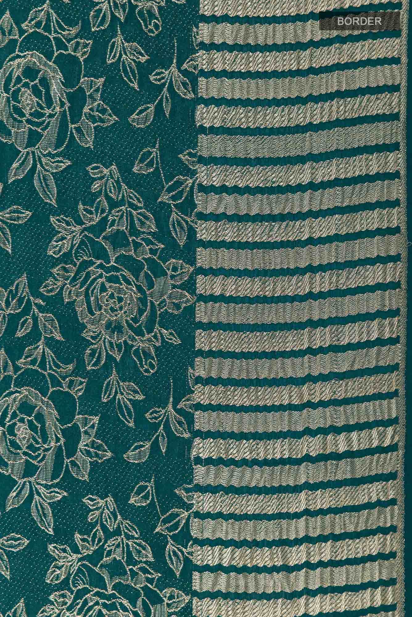 Peacock Blue Mysore Crepe Saree