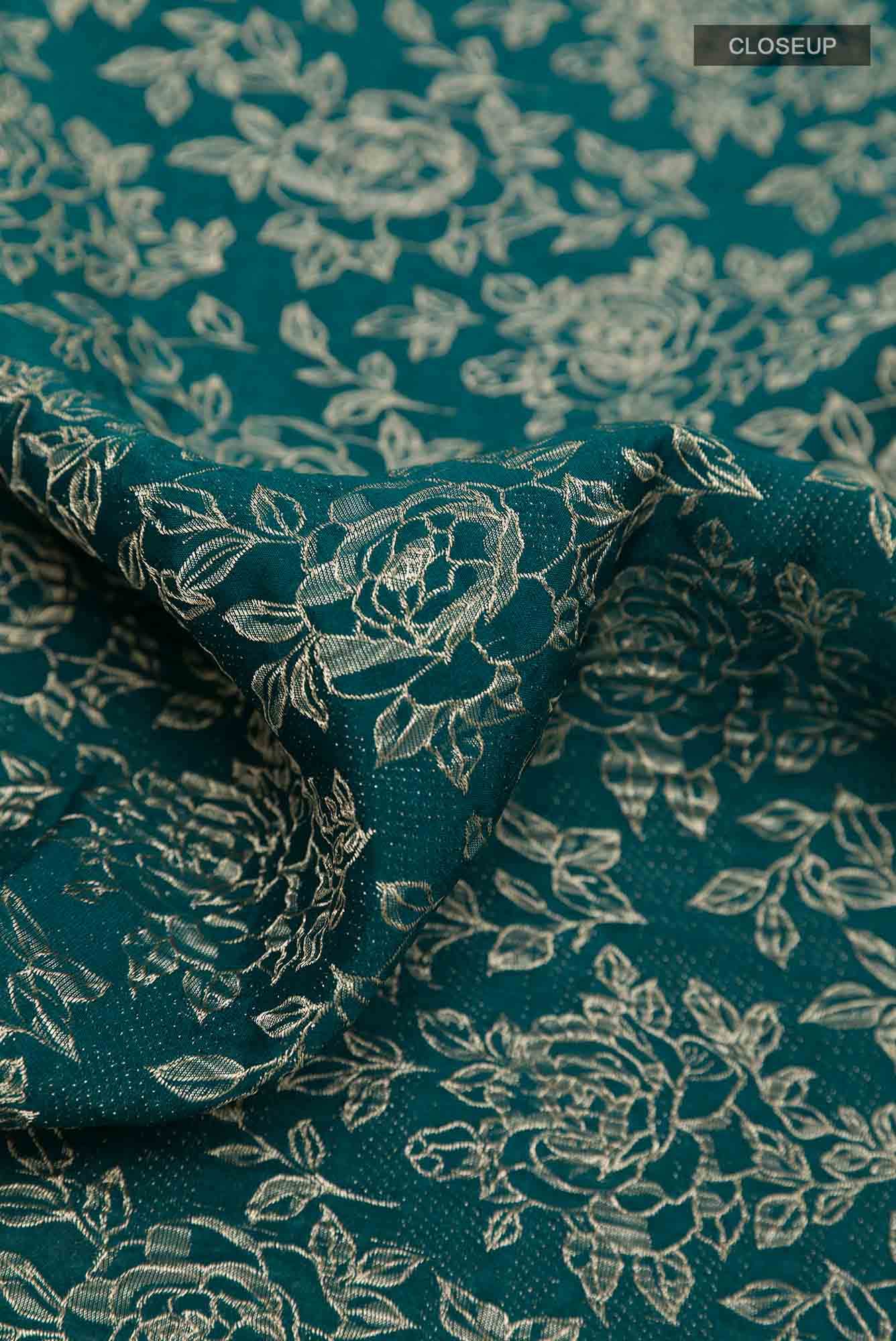 Peacock Blue Mysore Crepe Saree