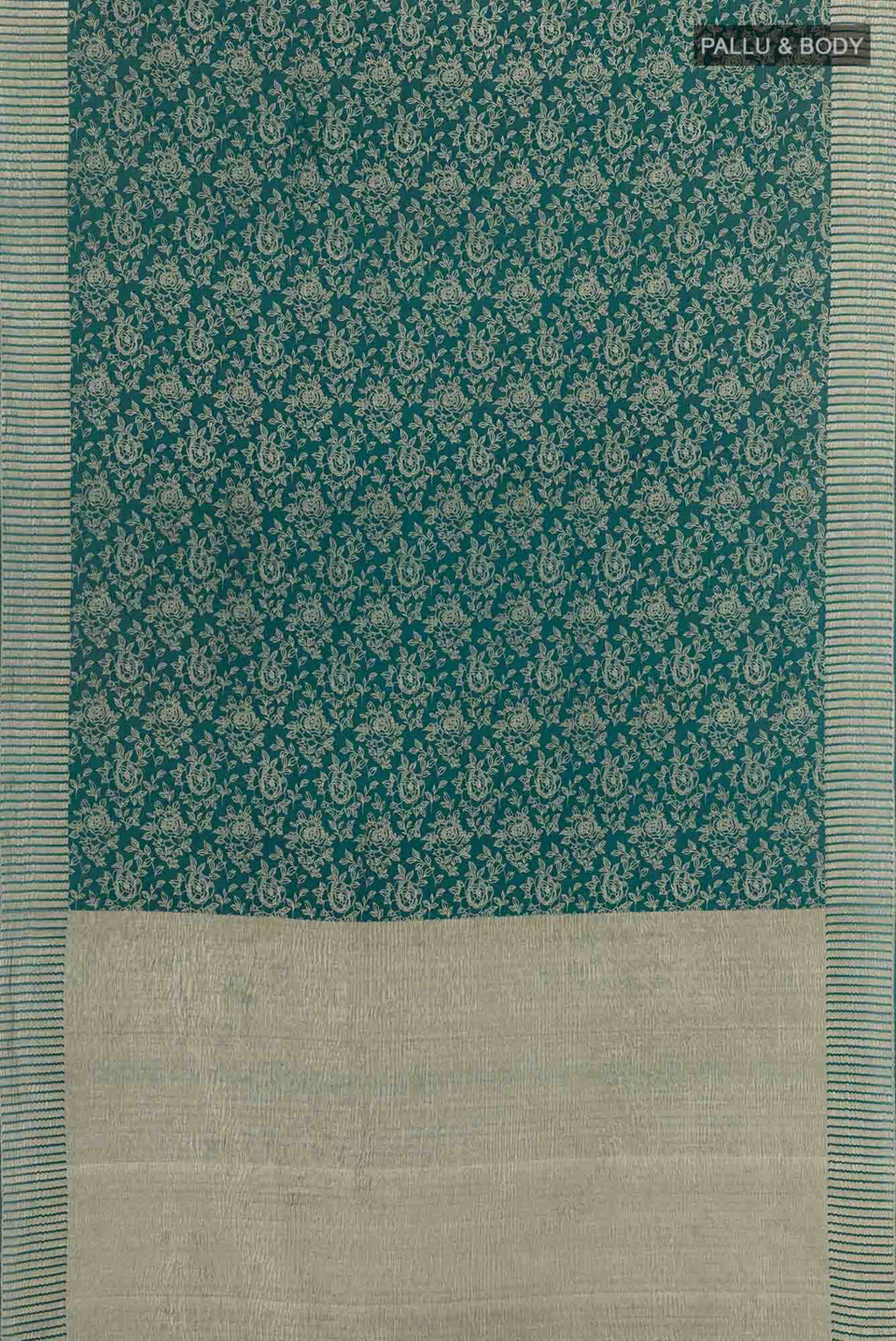 Peacock Blue Mysore Crepe Saree