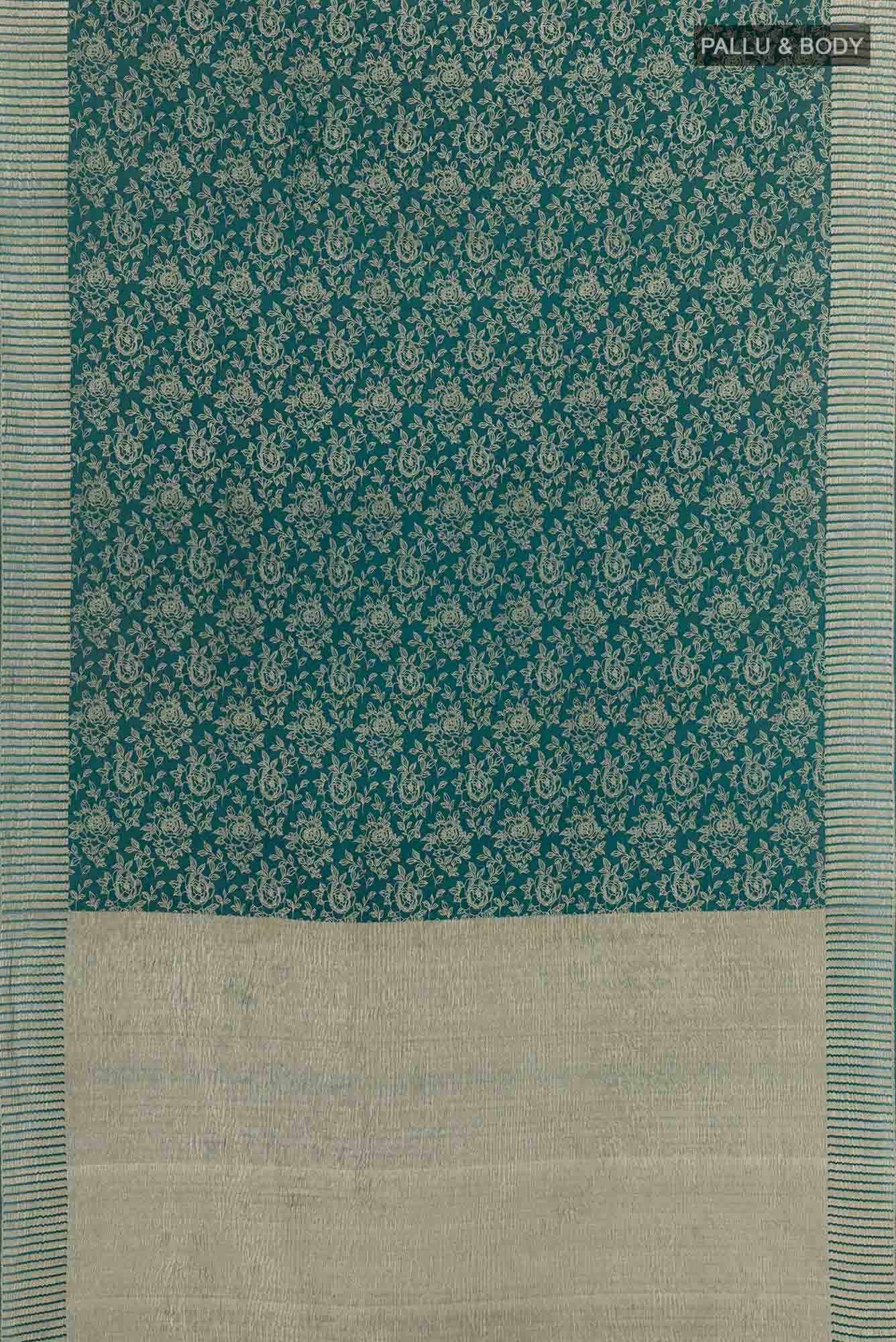 Peacock Blue Mysore Crepe Saree