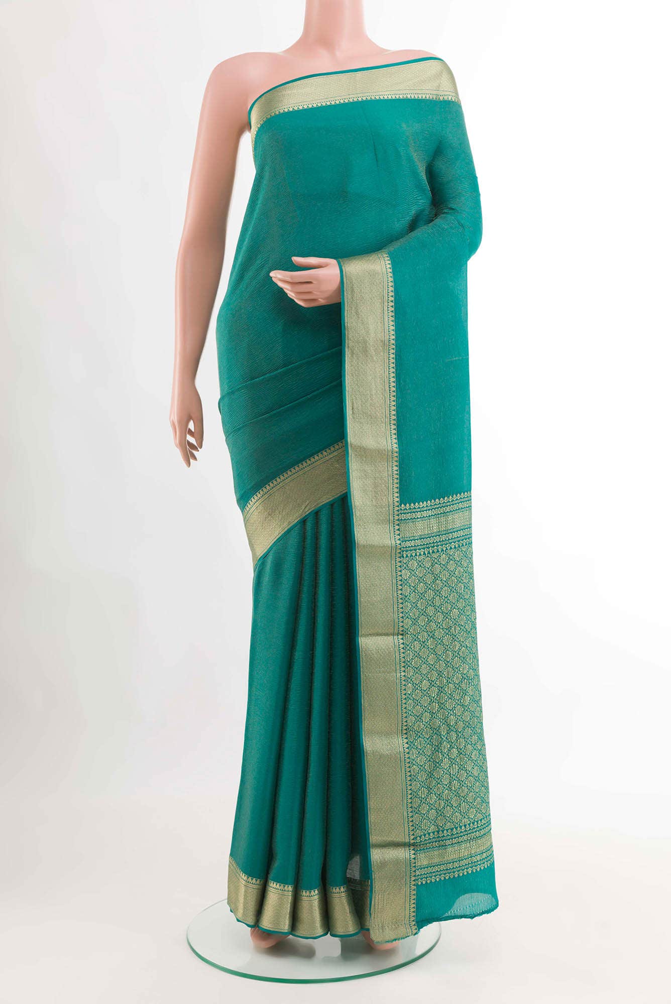 Green Mysore Crepe Saree