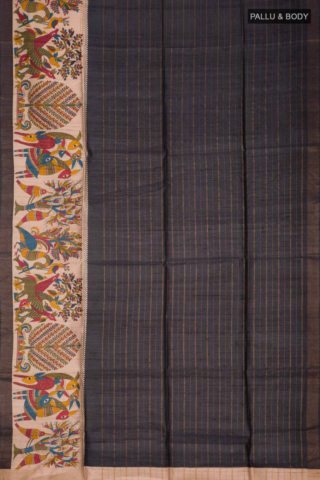 Black Bhagalpuri Tussar Silk Saree