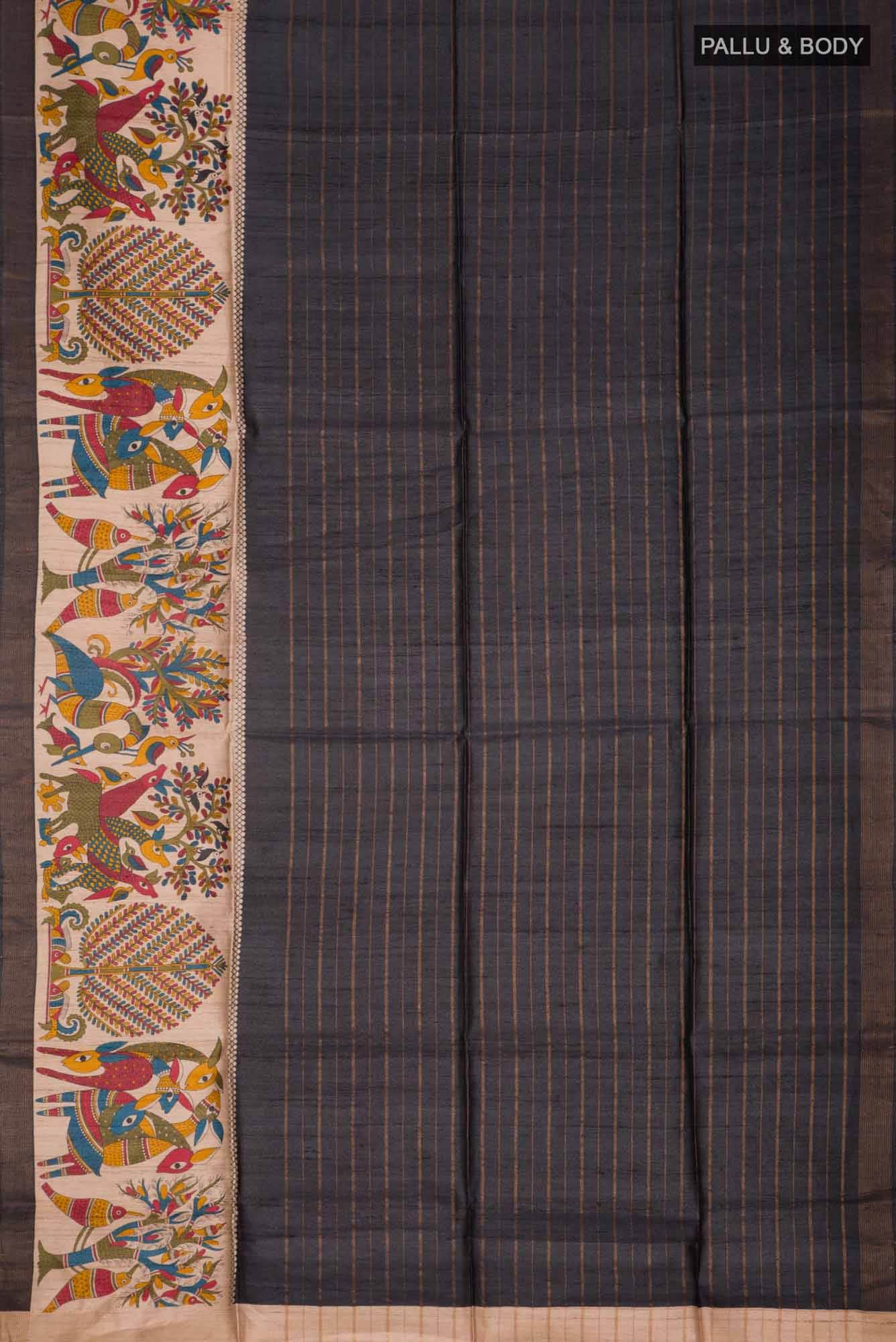 Black Bhagalpuri Tussar Silk Saree