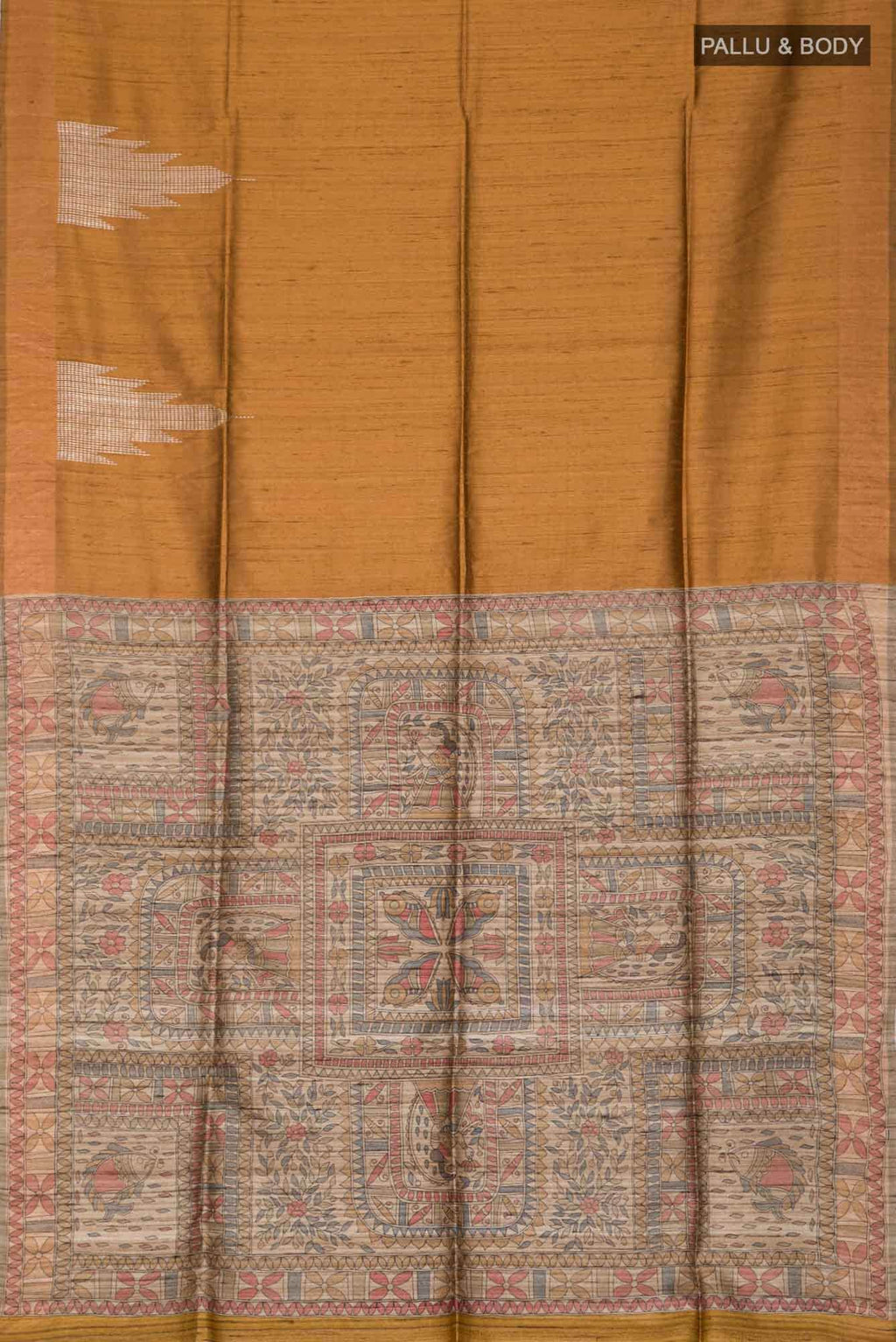 Mustard Bhagalpuri Tussar Silk Saree