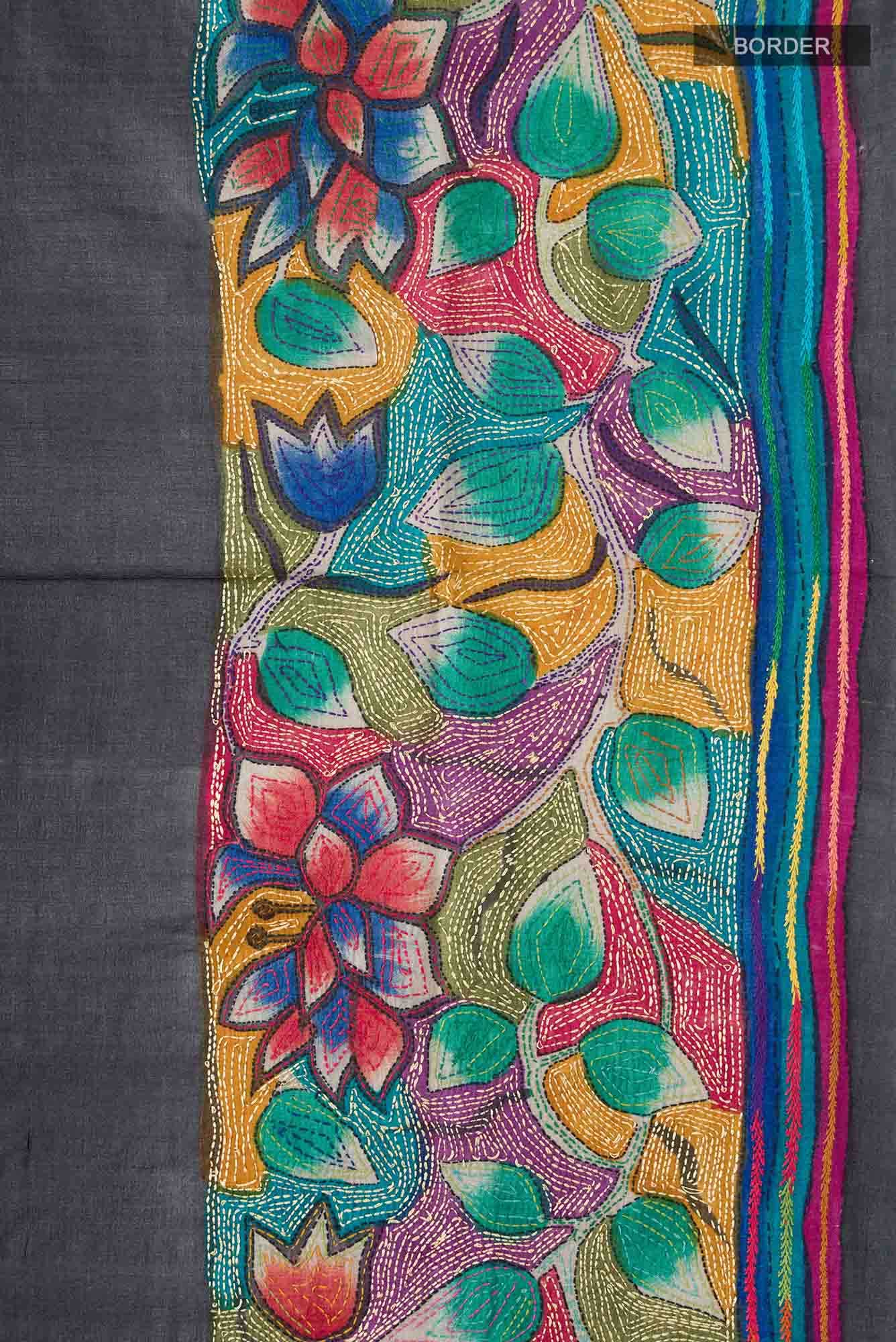 Black Bhagalpuri Tussar Silk Saree