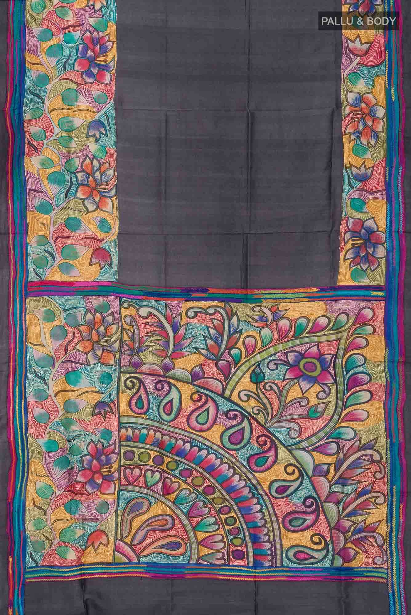 Black Bhagalpuri Tussar Silk Saree