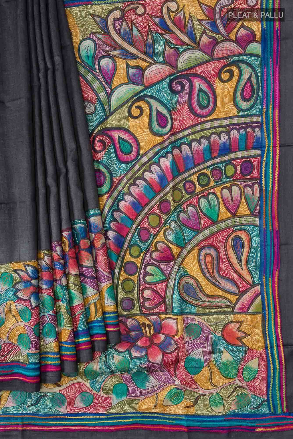 Black Bhagalpuri Tussar Silk Saree
