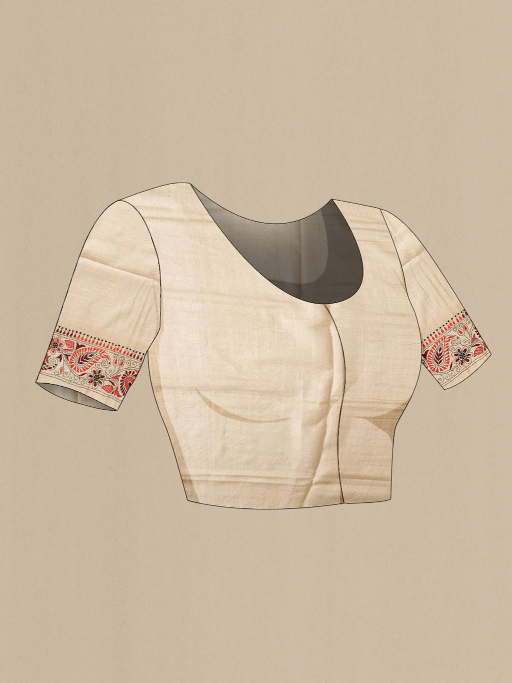 Beige Bhagalpuri Tussar Silk Saree