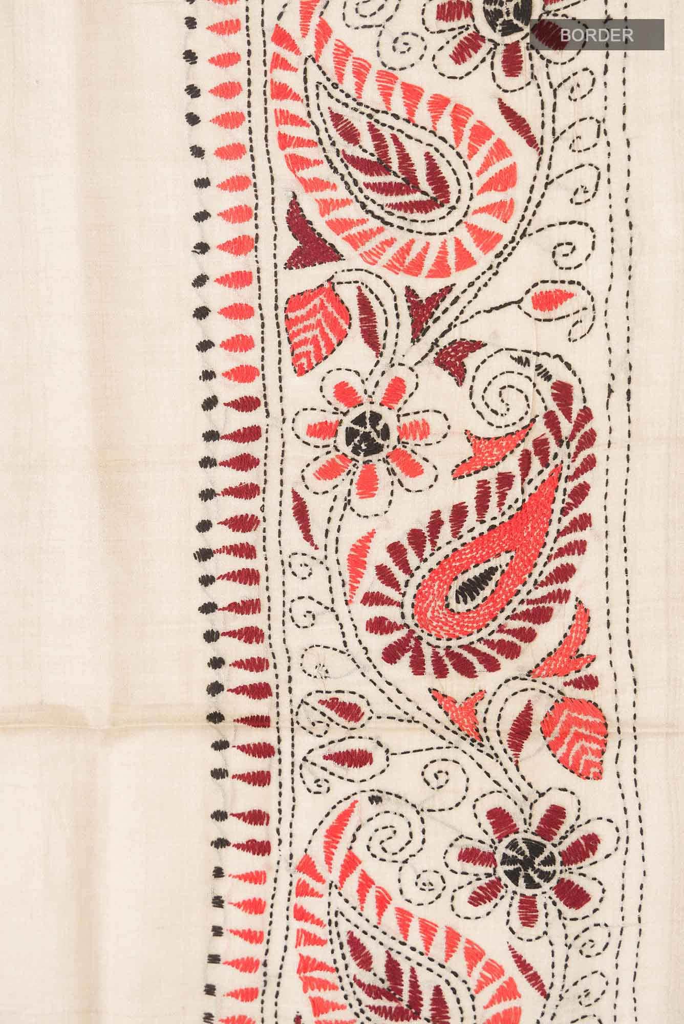 Beige Bhagalpuri Tussar Silk Saree