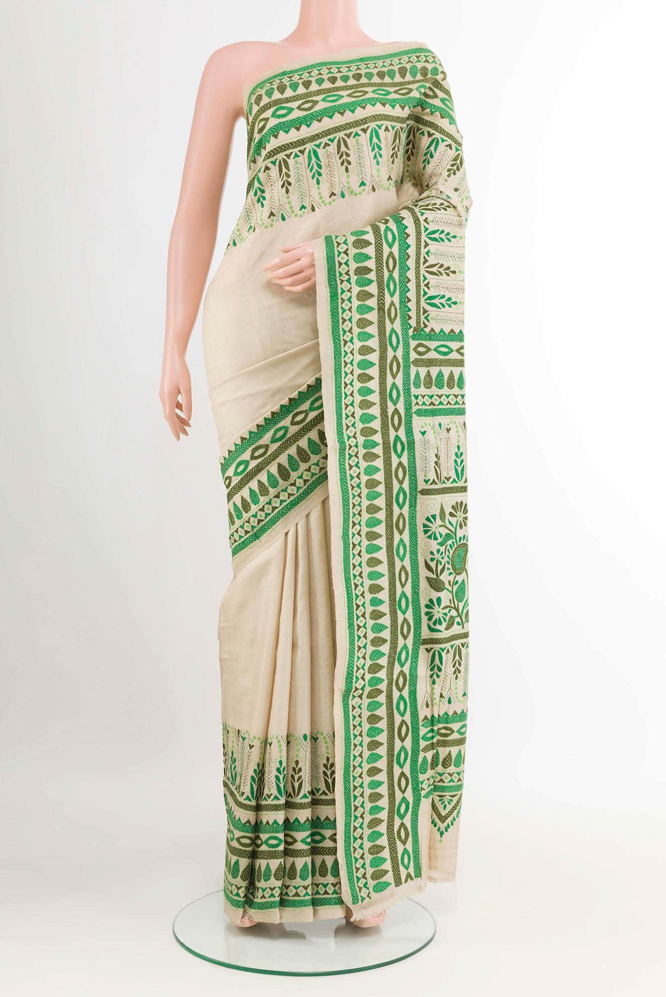 Beige Tussar Saree