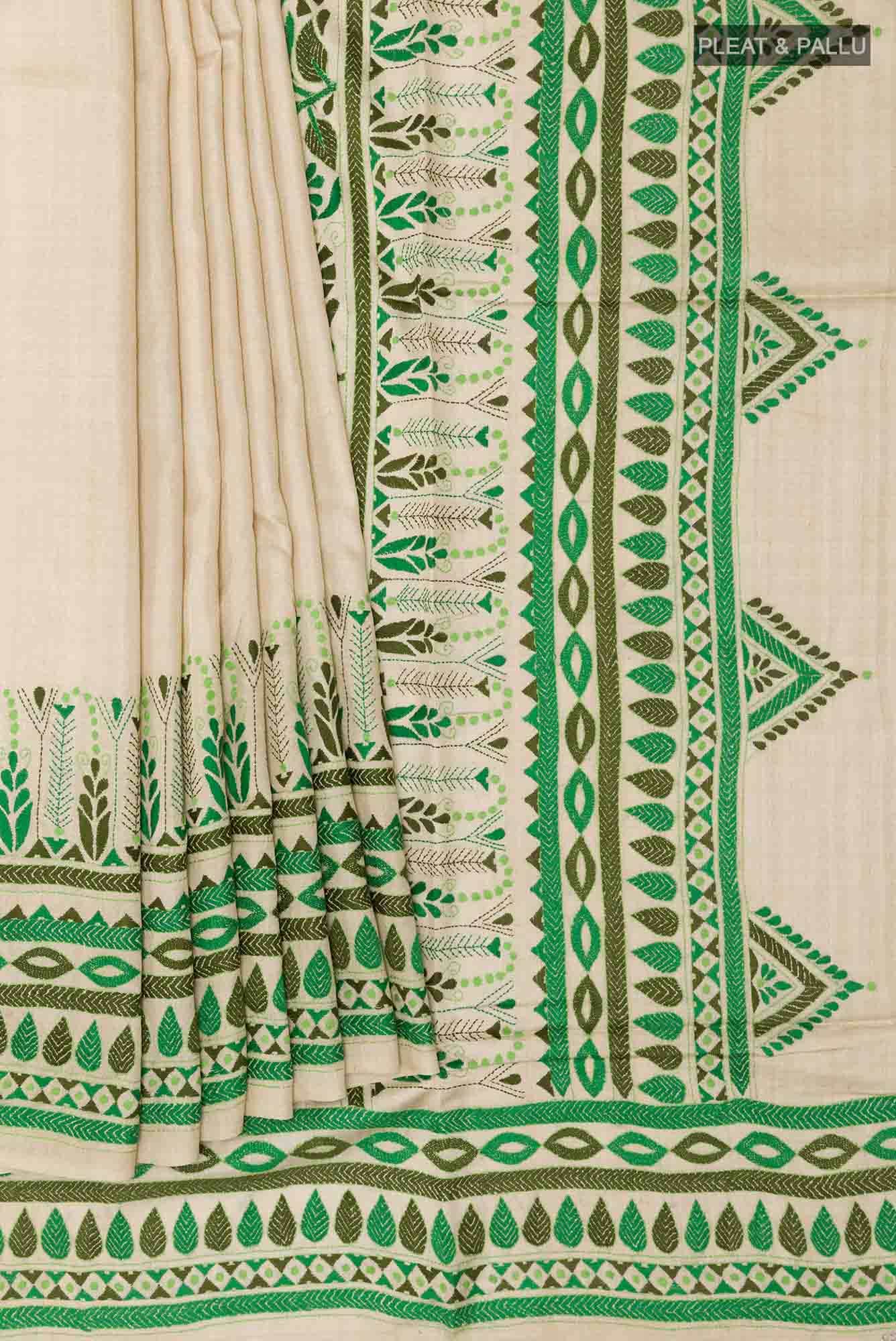Beige Tussar Saree
