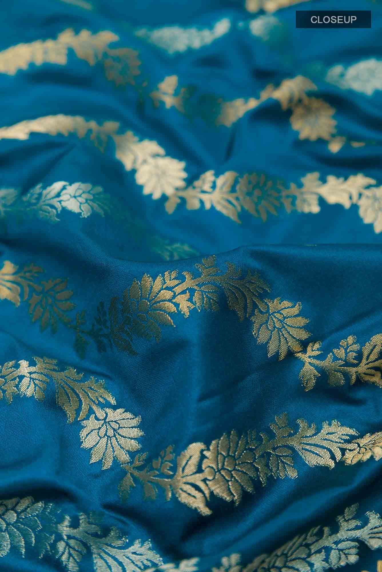 Blue Blended Art Silk Saree