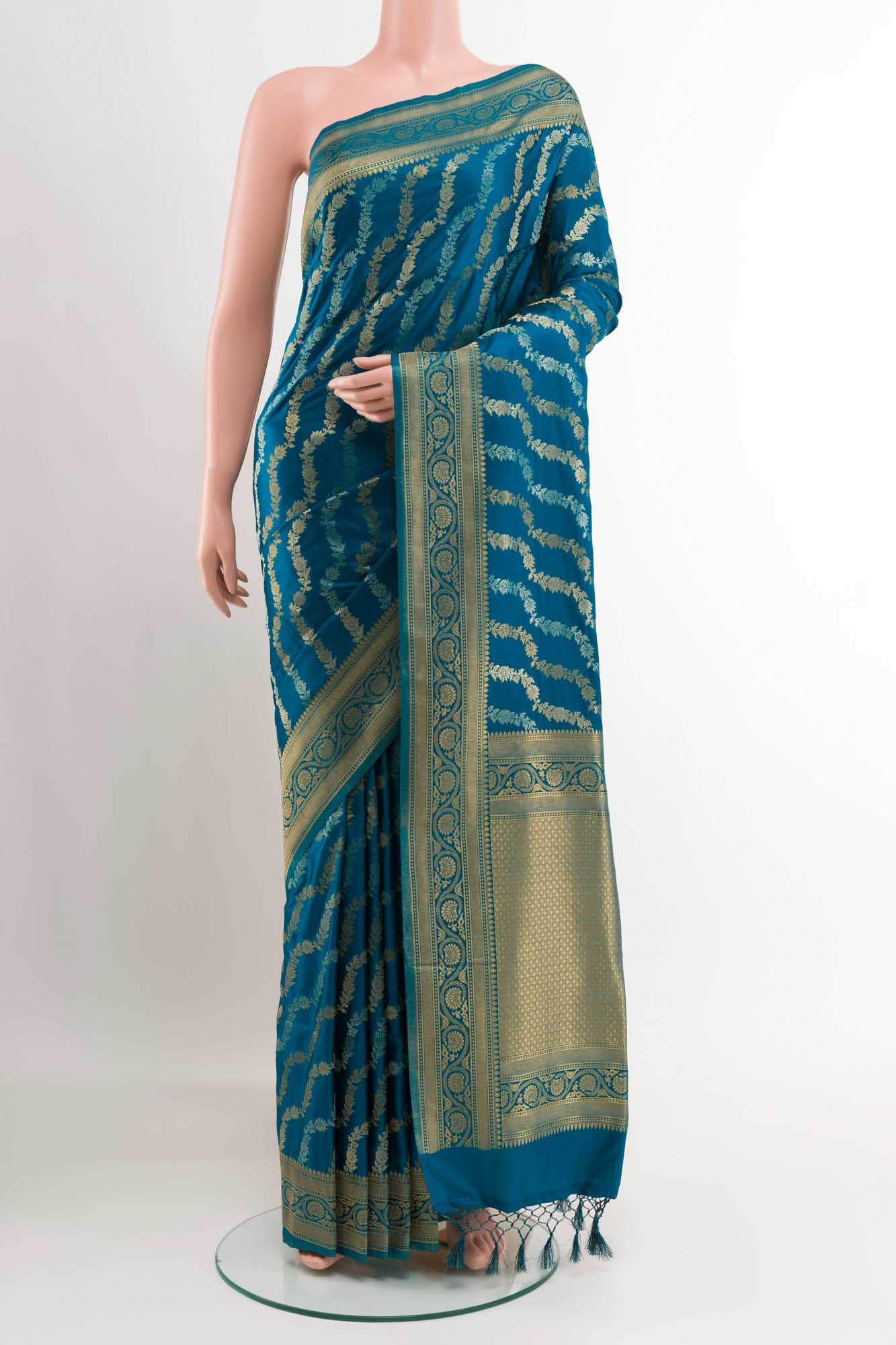 Blue Blended Art Silk Saree