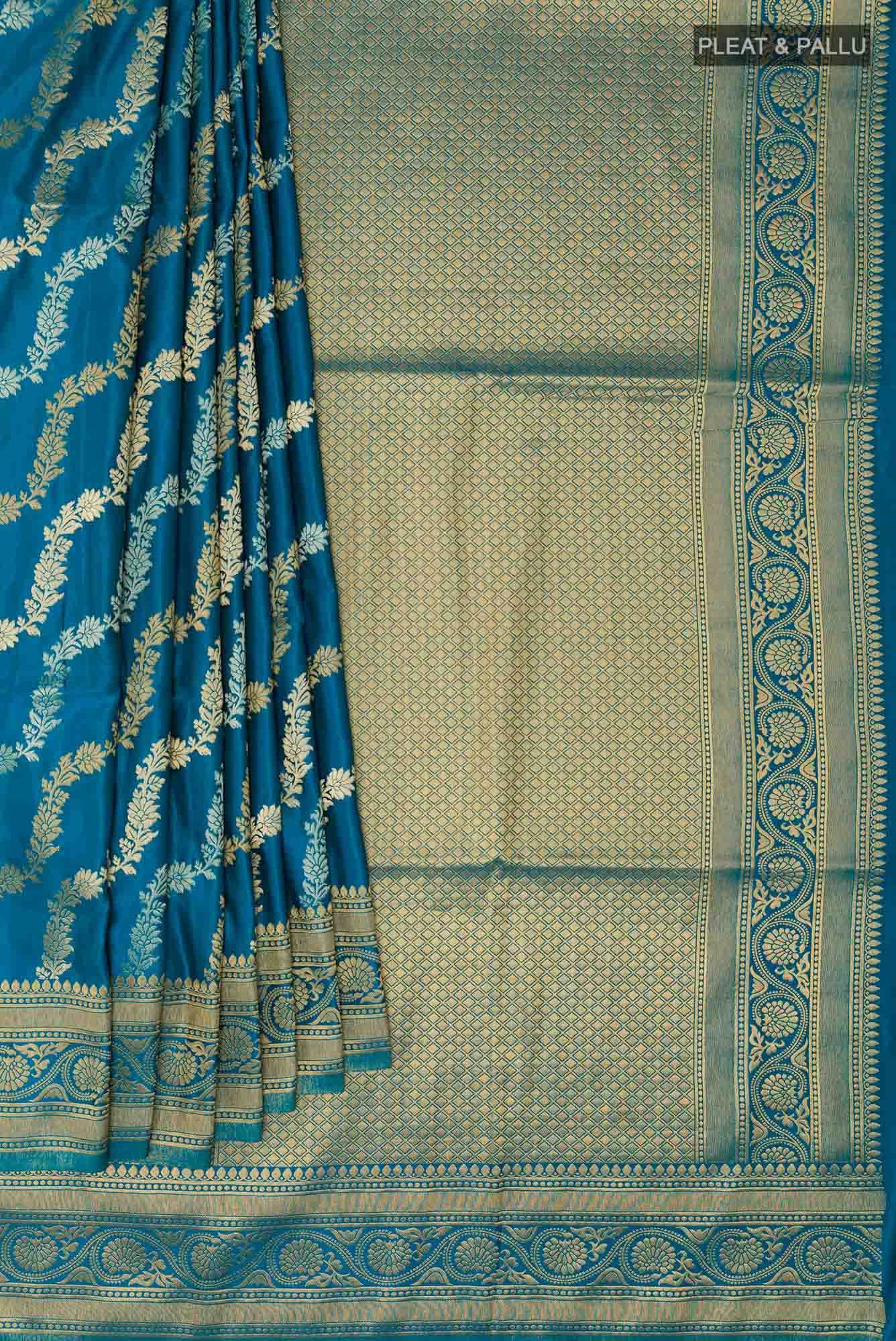 Blue Blended Art Silk Saree