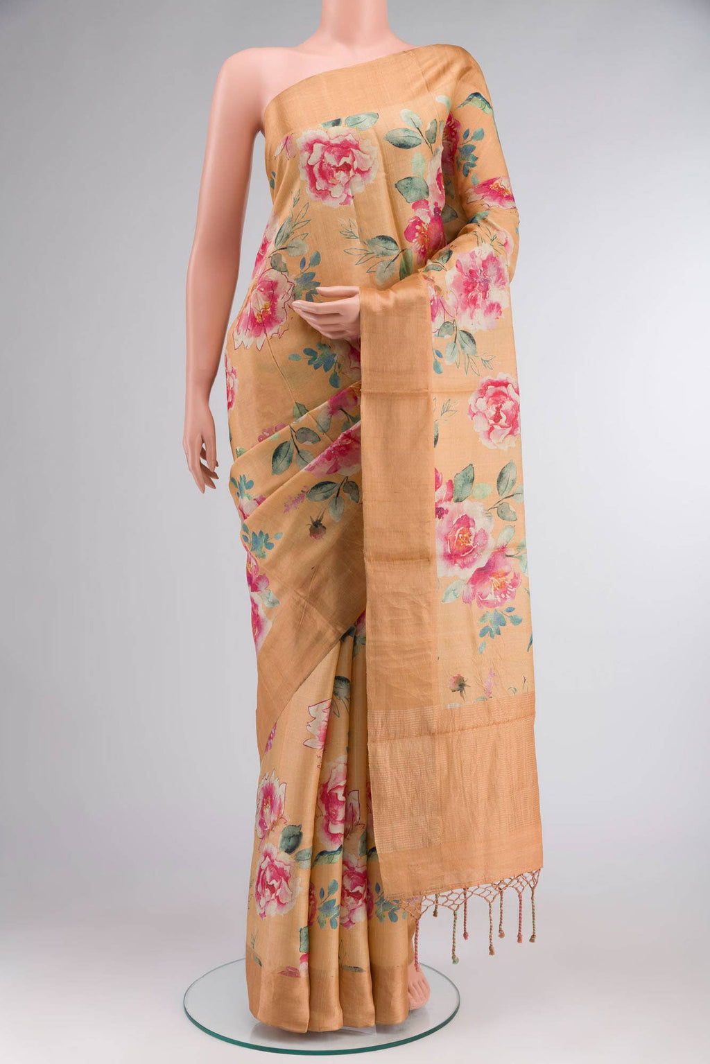 Sandal Bhagalpuri Tussar Silk Saree