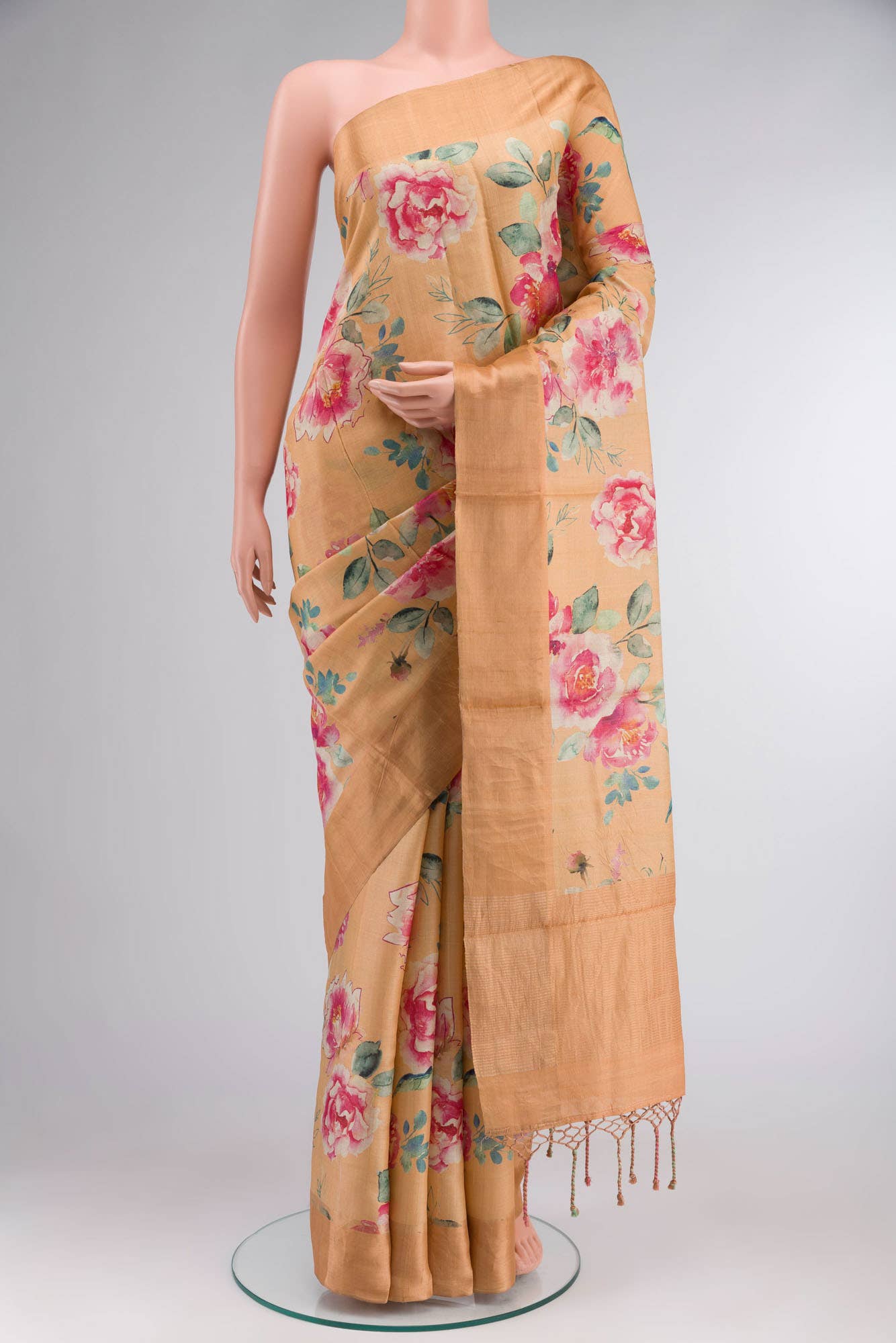 Sandal Bhagalpuri Tussar Silk Saree