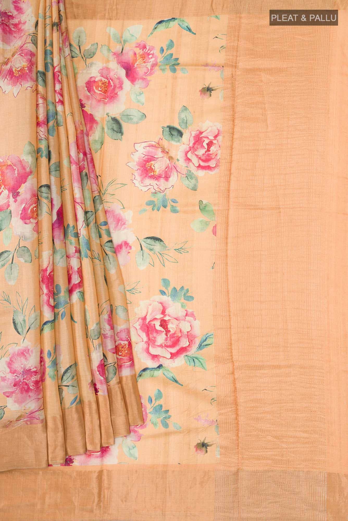 Sandal Bhagalpuri Tussar Silk Saree