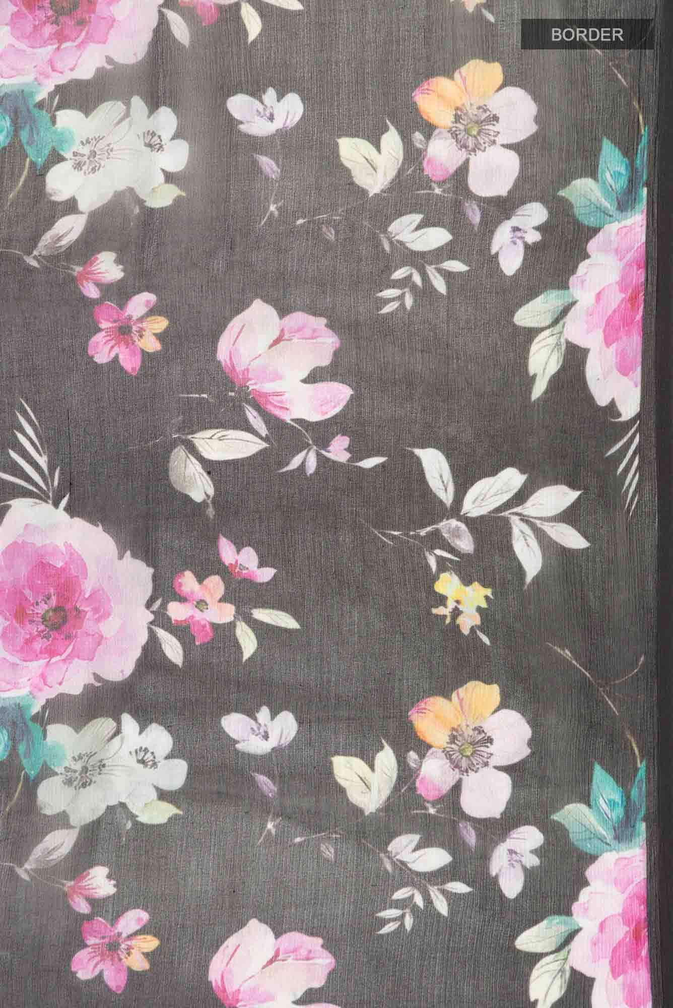 Beige Mysore Chiffon Saree