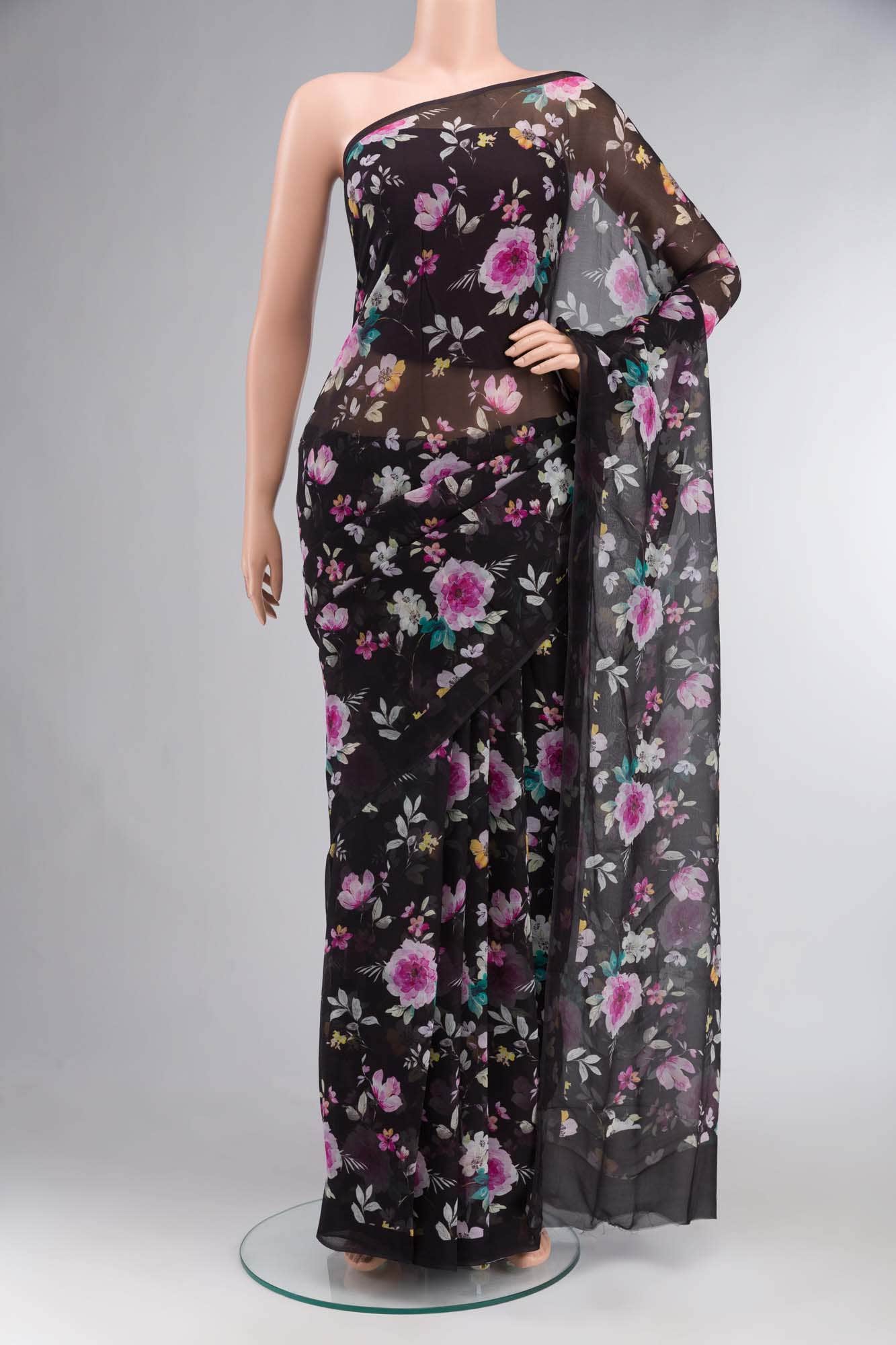 Beige Mysore Chiffon Saree