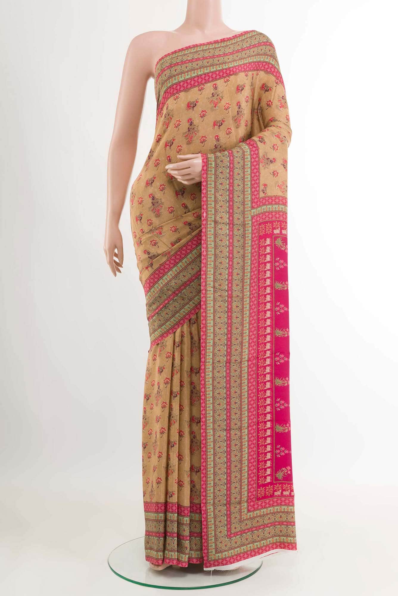 Rust Crepe Saree