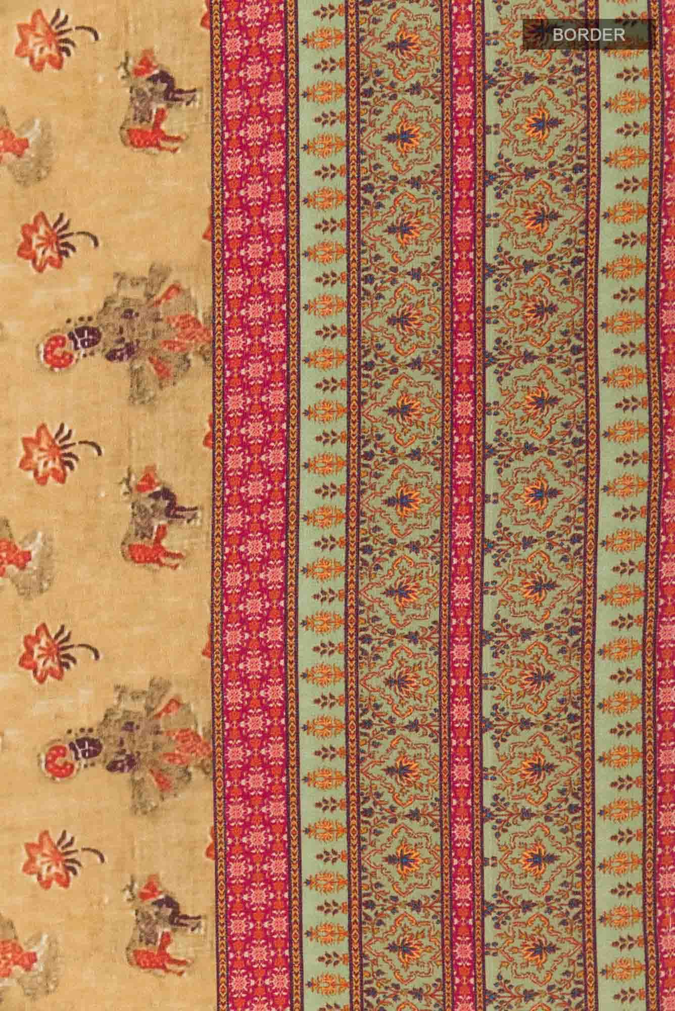 Beige Mysore Crepe Saree