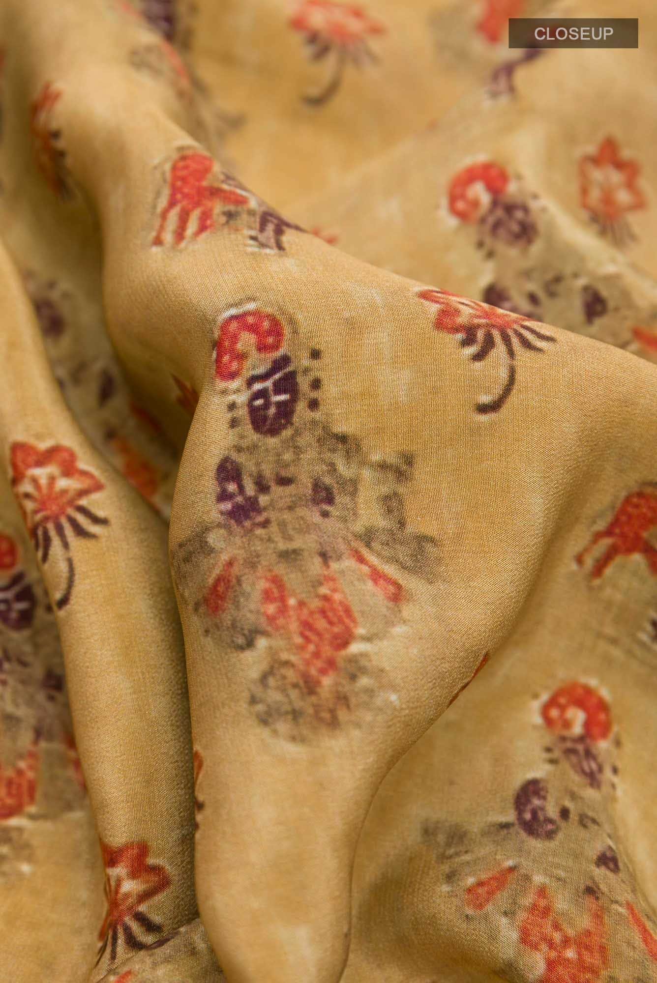 Beige Mysore Crepe Saree