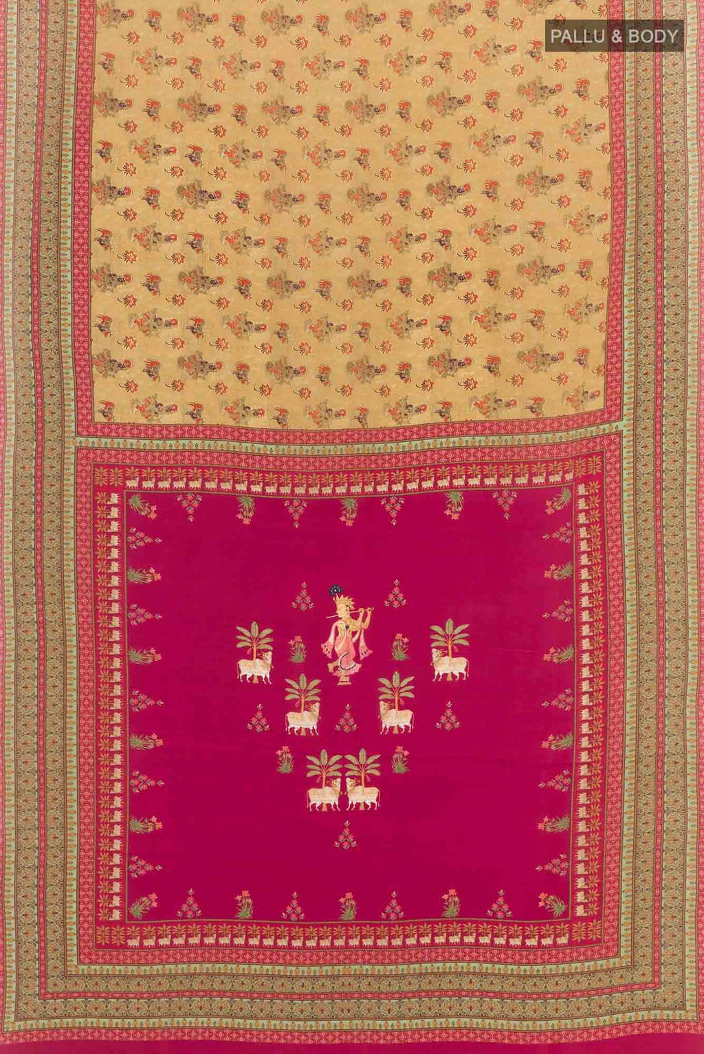 Beige Mysore Crepe Saree