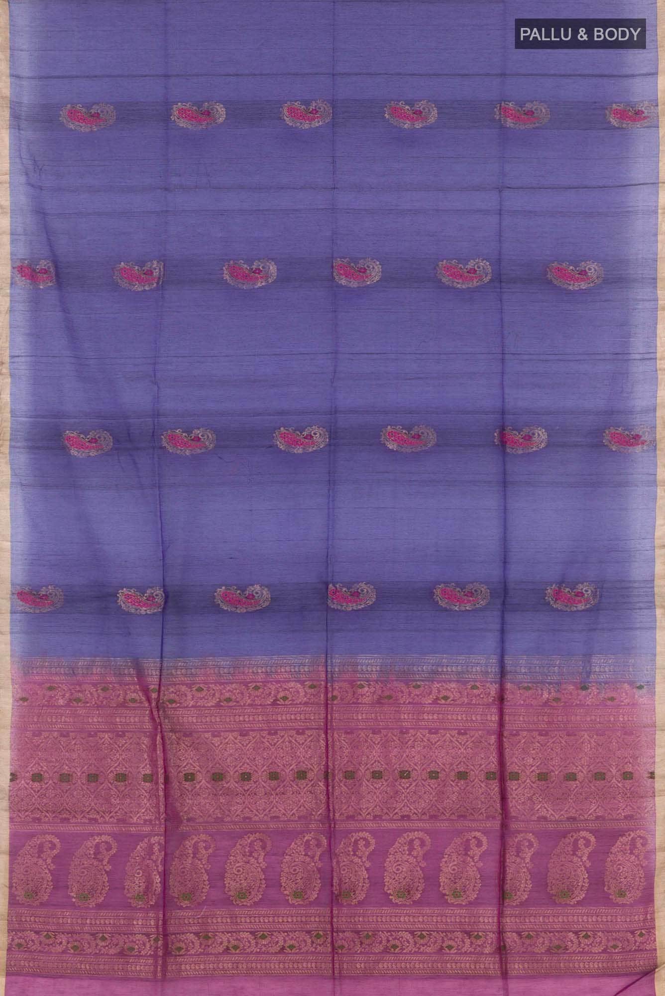 Blue Blended Kora Cotton Saree