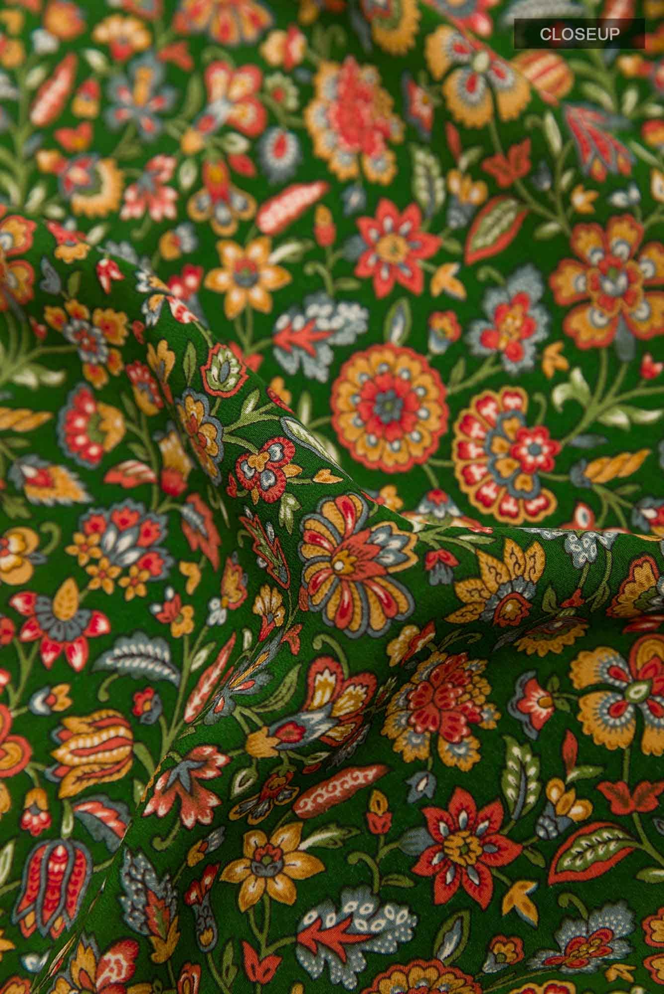 Green Crepe Saree
