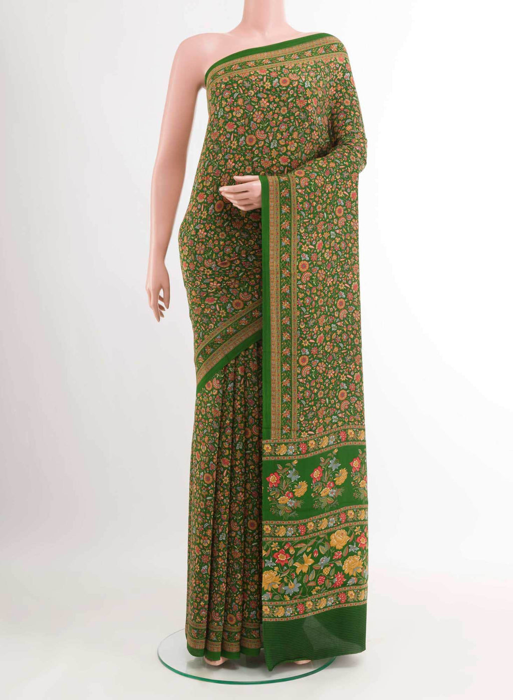 Green Crepe Saree