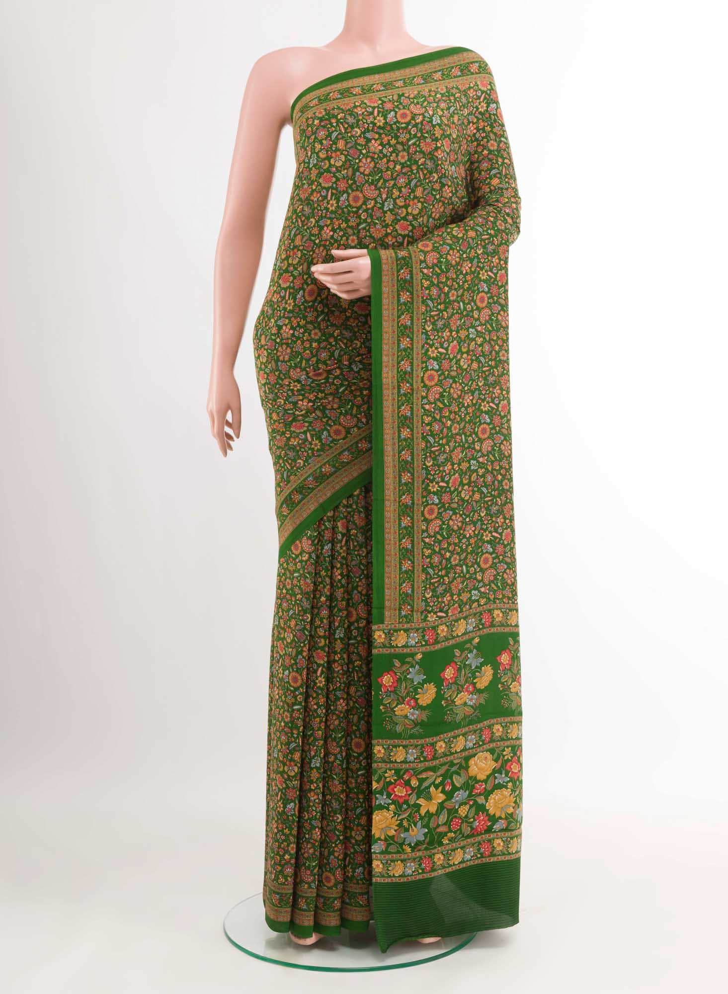 Green Crepe Saree