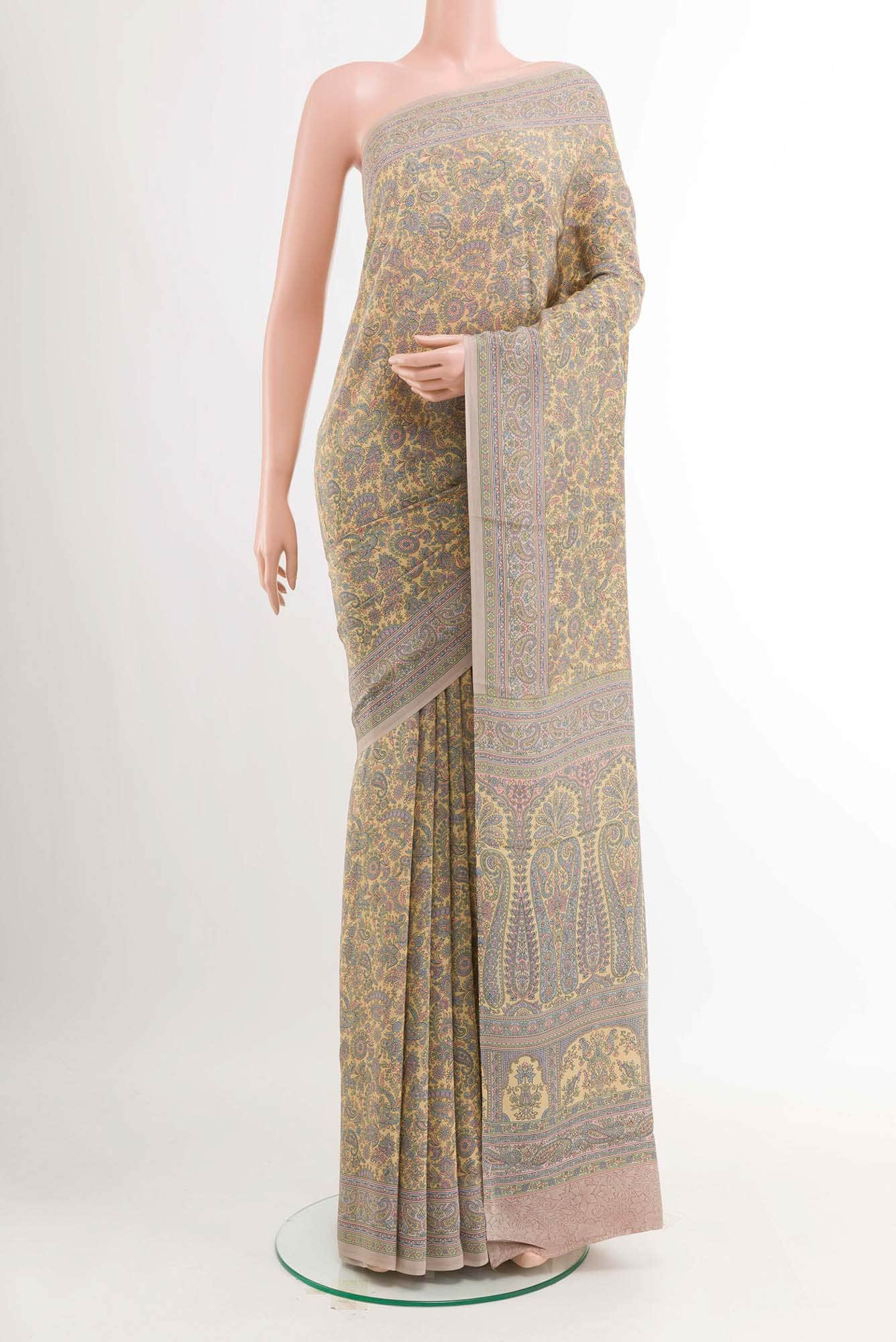 Beige Crepe Saree