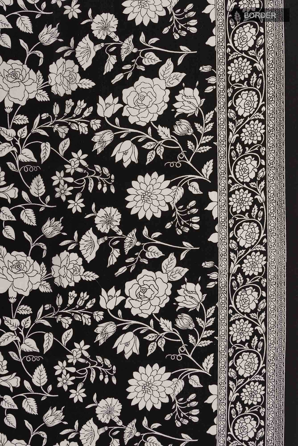 Black Mysore Crepe Saree